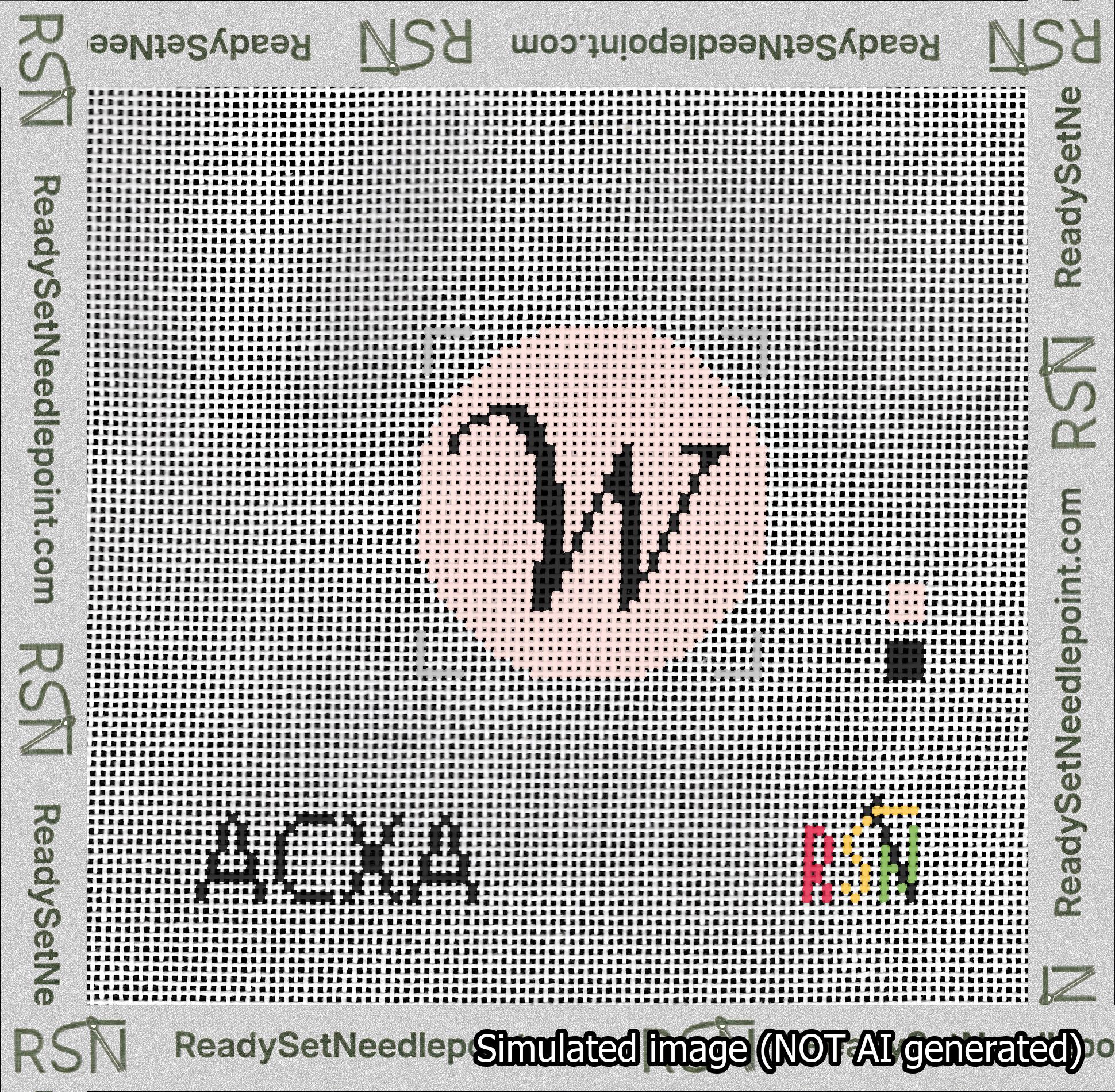 Circle Initial W Needlepoint Canvas Design