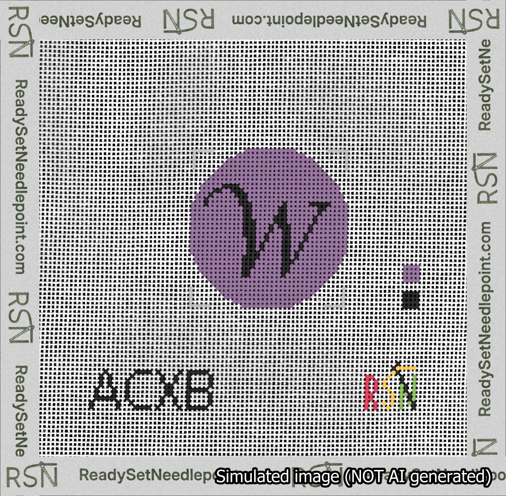 Circle Initial W Needlepoint Canvas Design