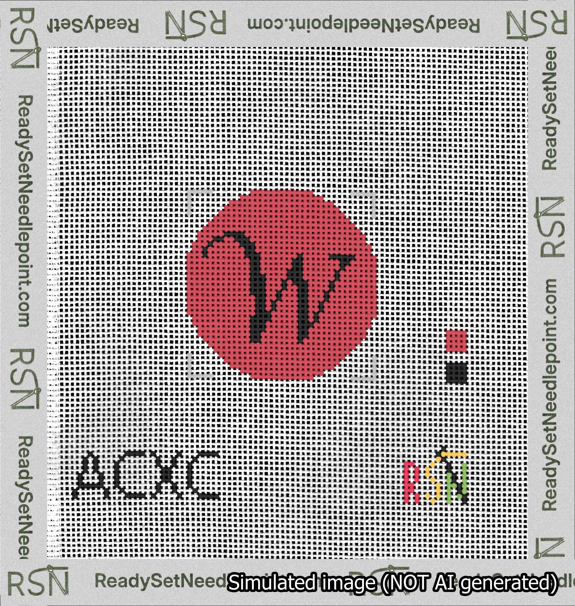 Circle Initial W Needlepoint Canvas Design