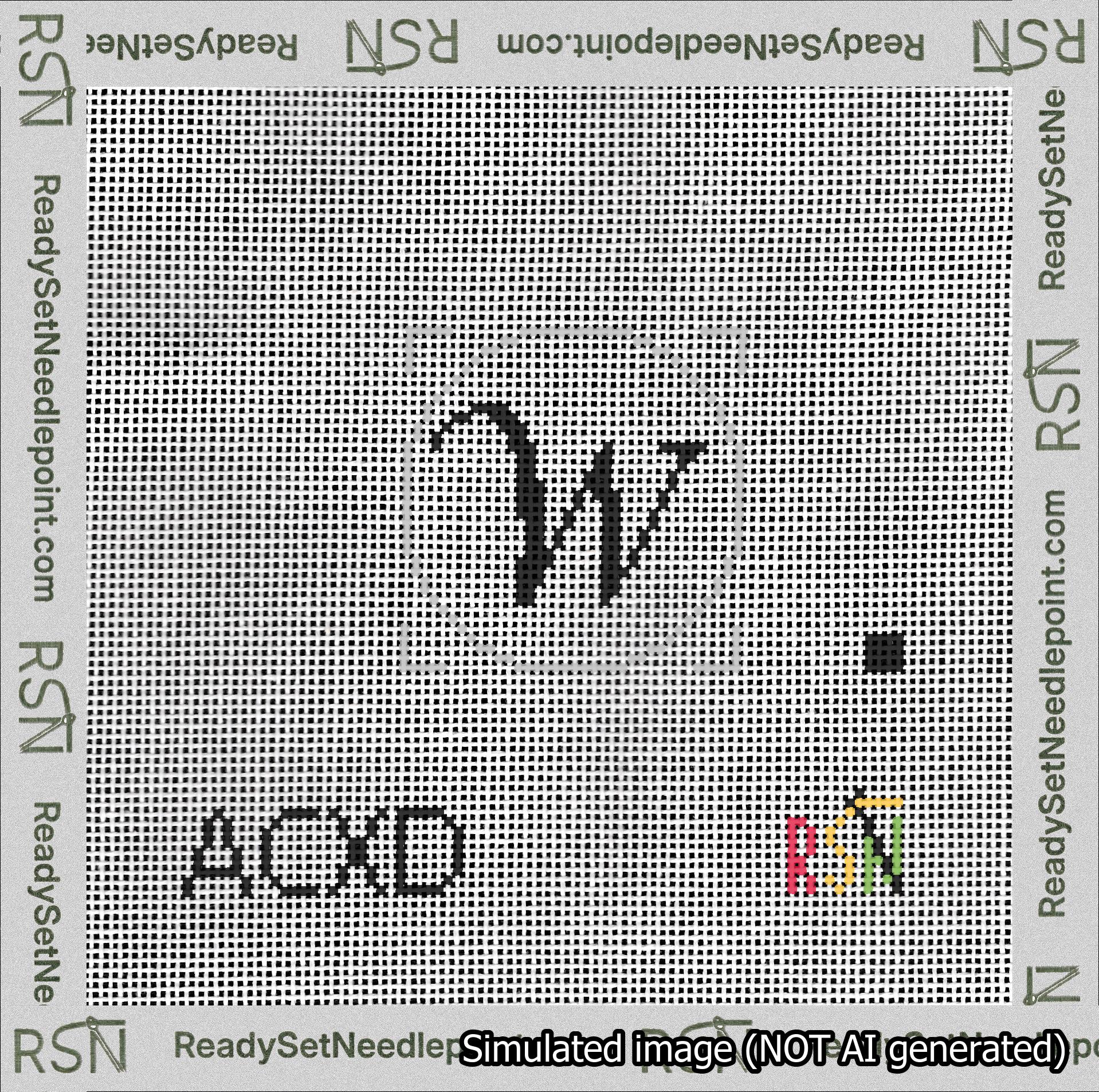 Circle Initial W Needlepoint Canvas Design