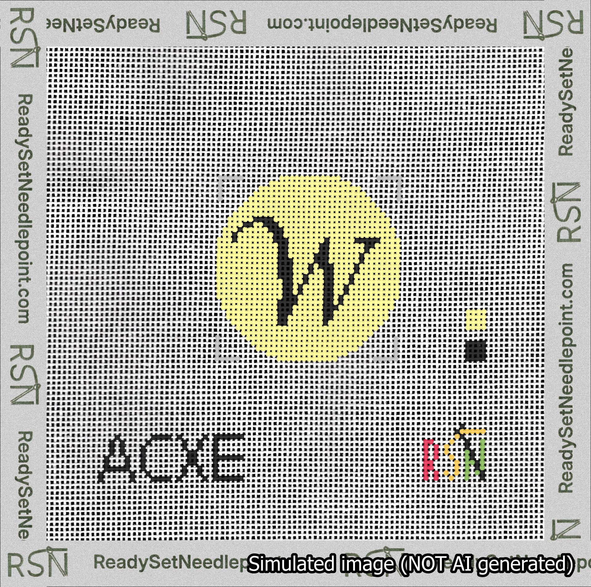 Circle Initial W Needlepoint Canvas Design