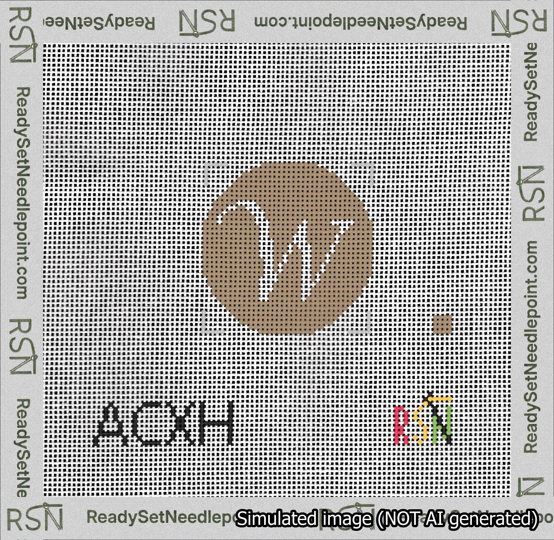 Circle Initial W Needlepoint Canvas Design
