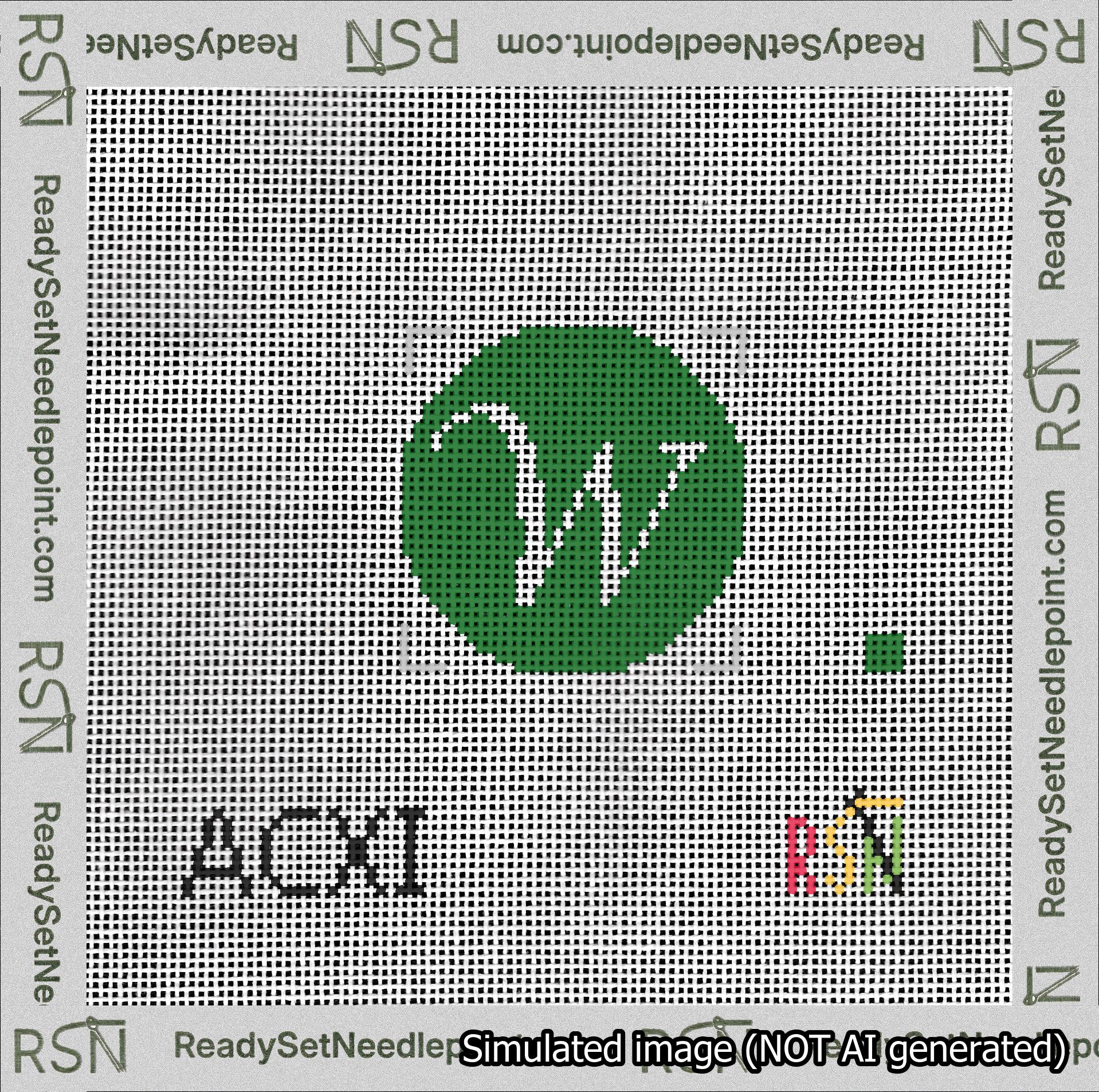 Circle Initial W Needlepoint Canvas Design