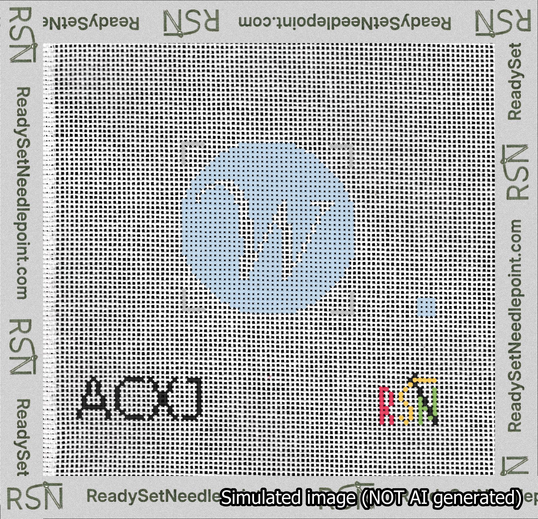 Circle Initial W Needlepoint Canvas Design