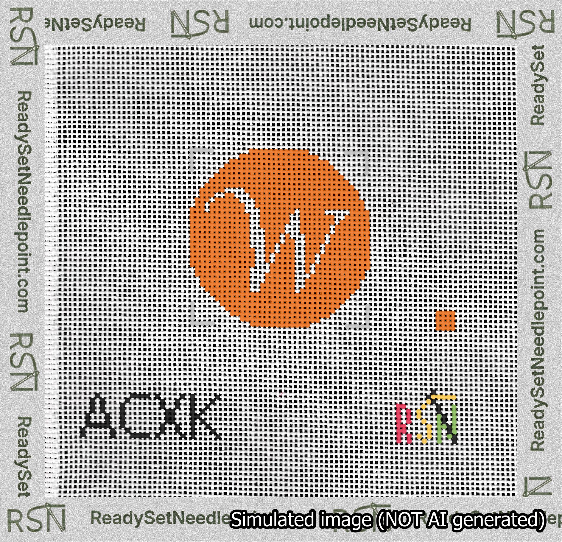 Circle Initial W Needlepoint Canvas Design