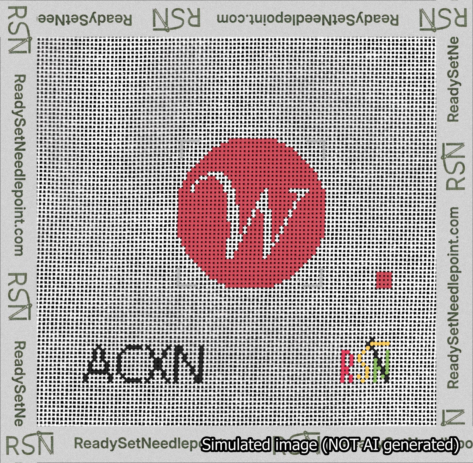 Circle Initial W Needlepoint Canvas Design