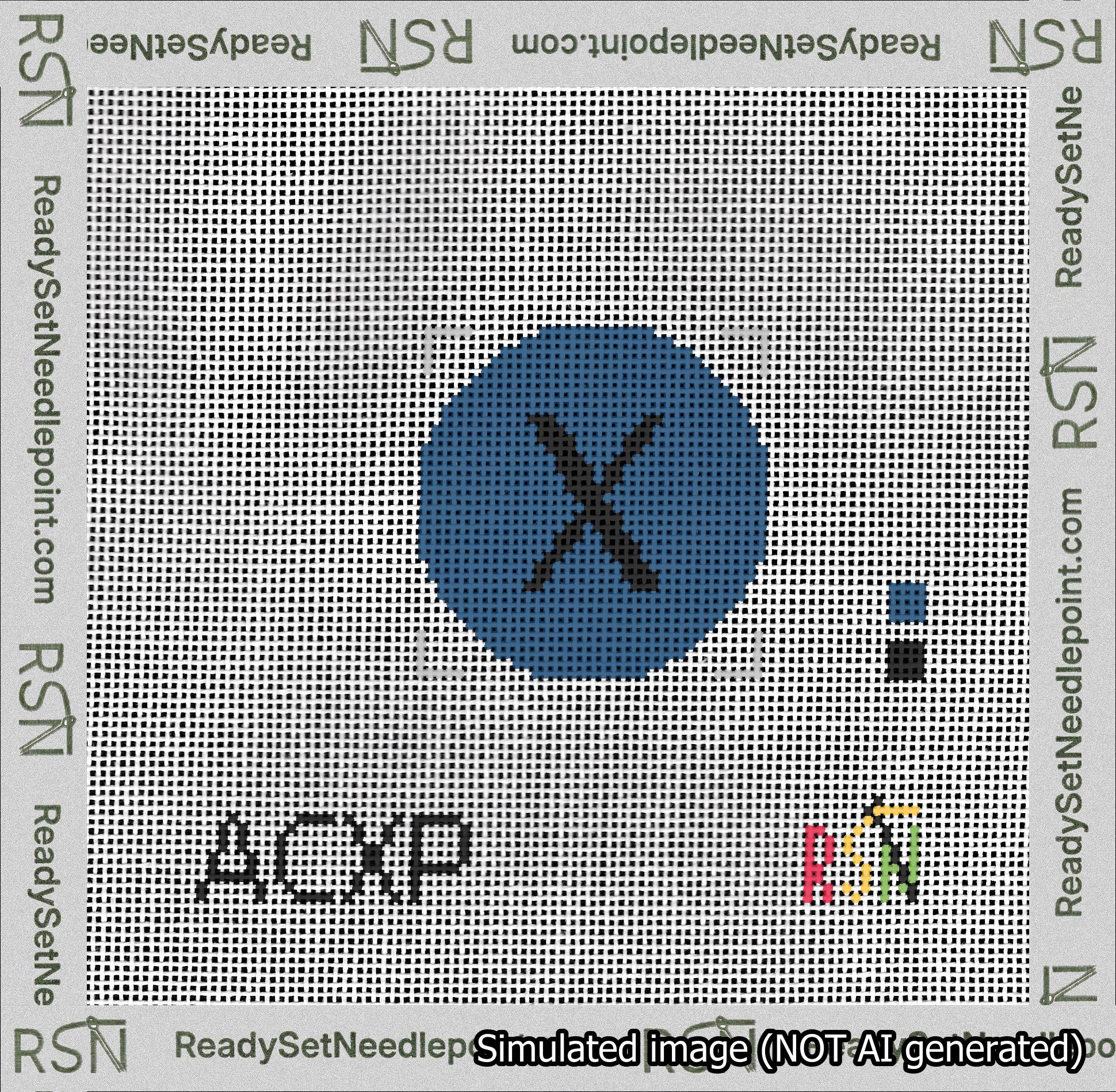 Circle Initial X Needlepoint Canvas Design