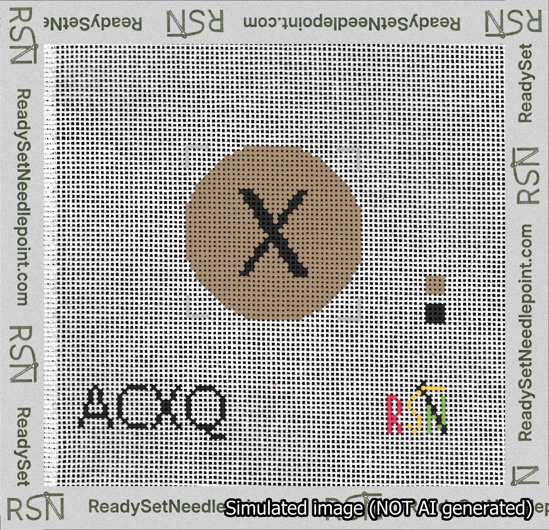 Circle Initial X Needlepoint Canvas Design