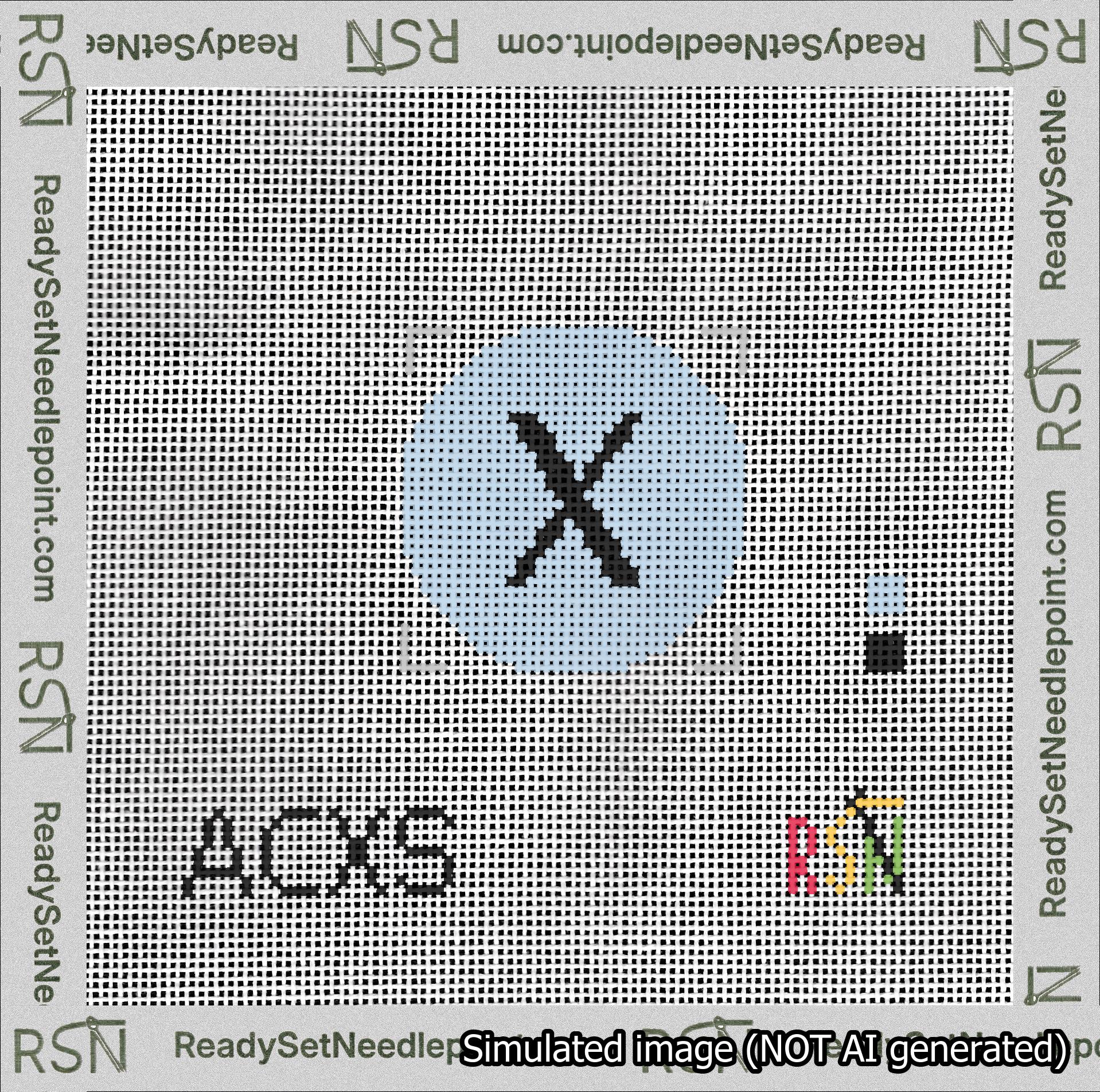 Circle Initial X Needlepoint Canvas Design