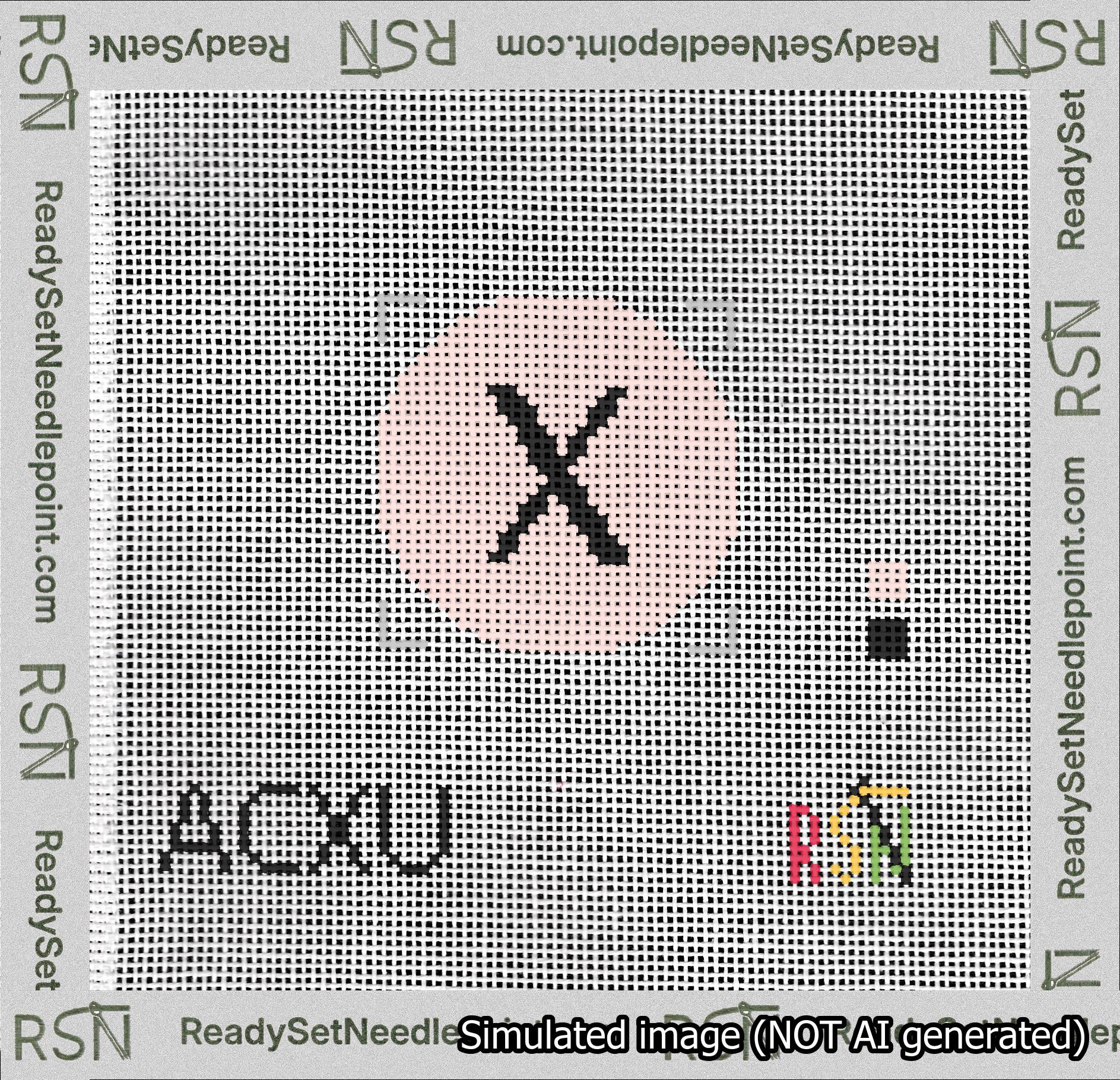 Circle Initial X Needlepoint Canvas Design