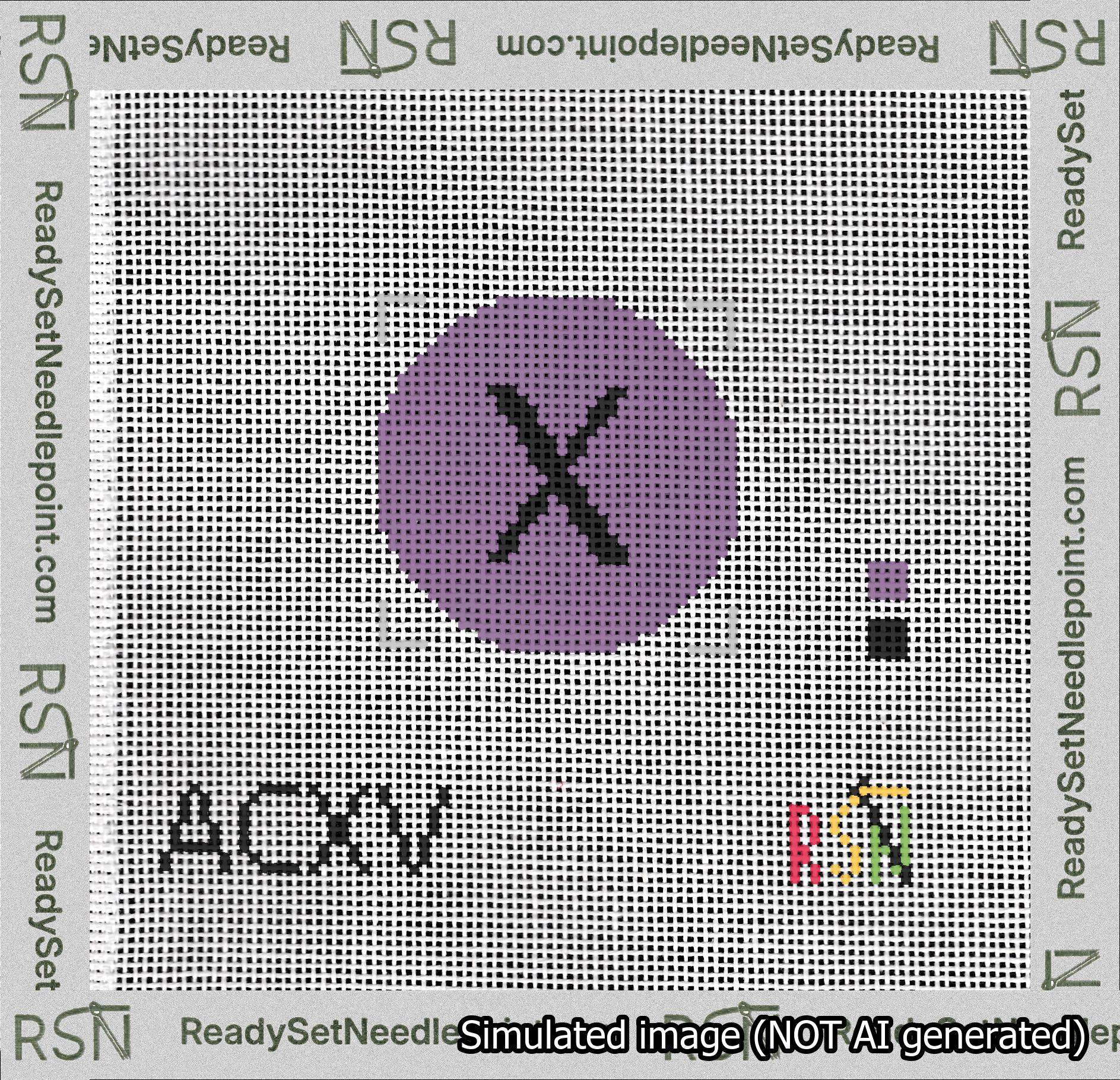 Circle Initial X Needlepoint Canvas Design