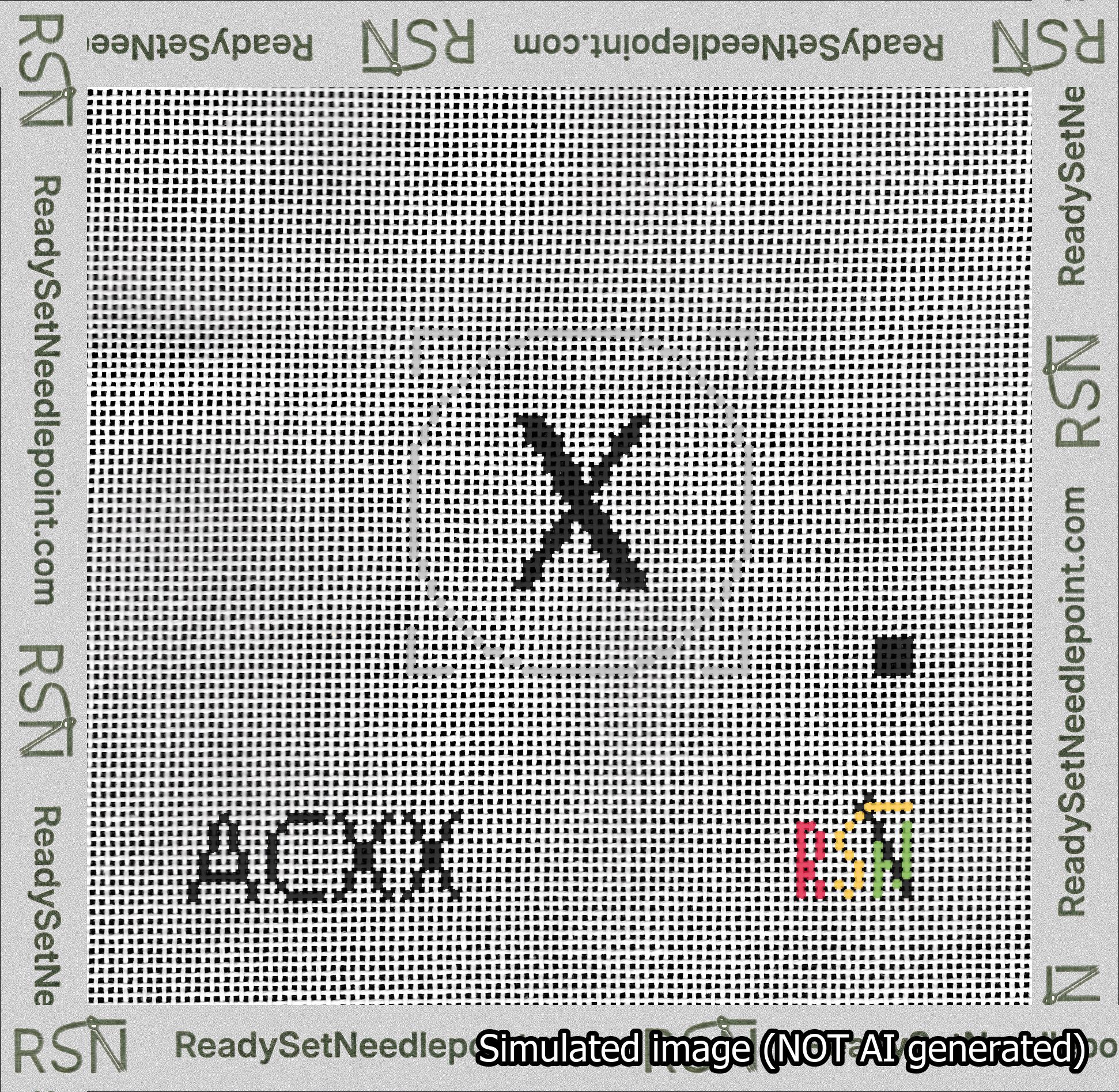 Circle Initial X Needlepoint Canvas Design