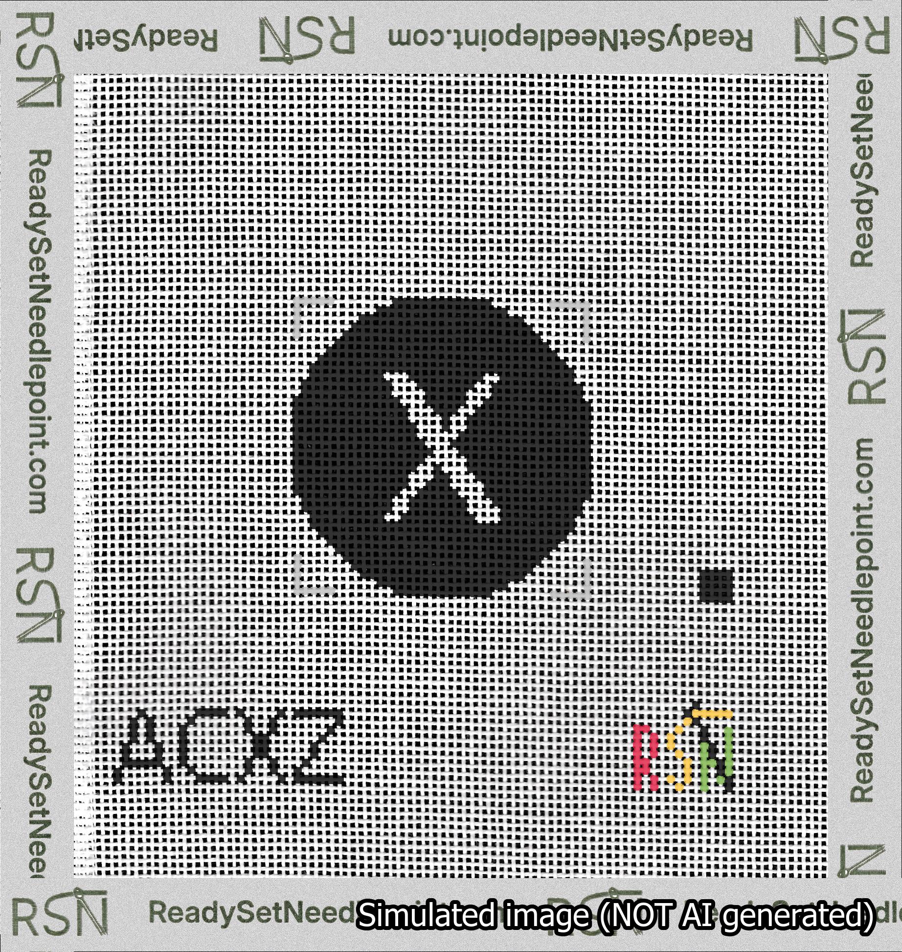Circle Initial X Needlepoint Canvas Design