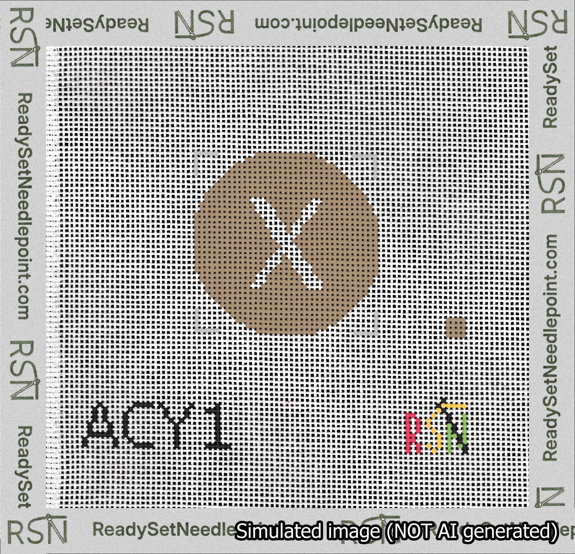 Circle Initial X Needlepoint Canvas Design