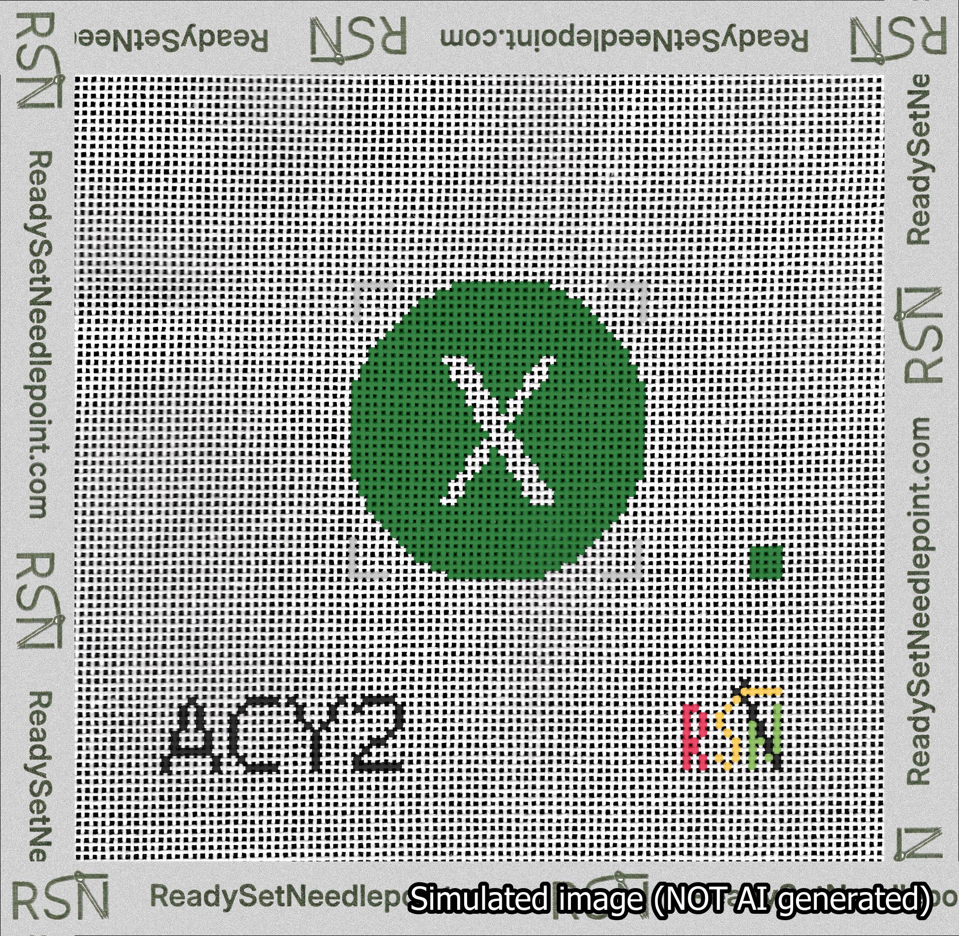 Circle Initial X Needlepoint Canvas Design