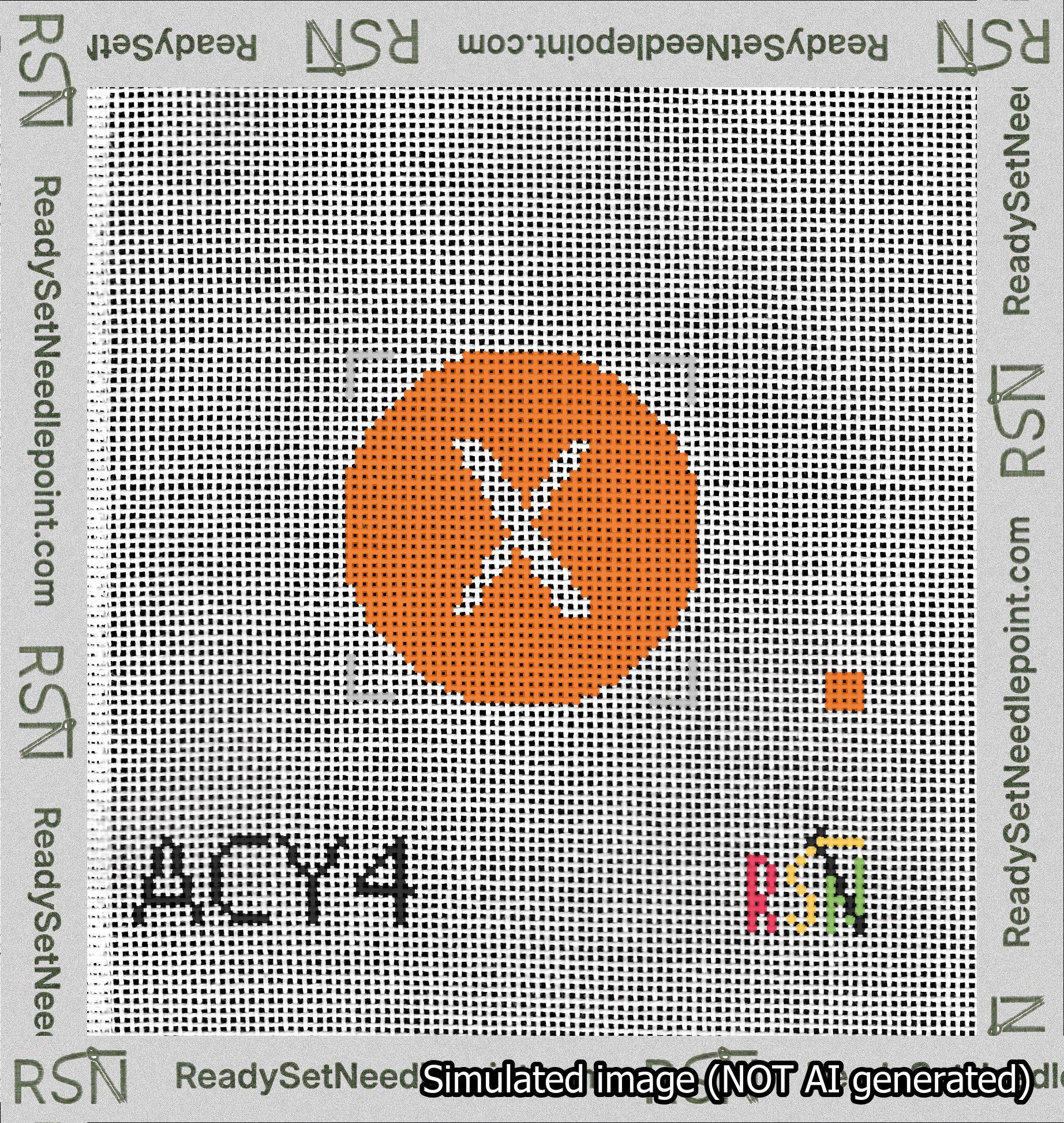 Circle Initial X Needlepoint Canvas Design