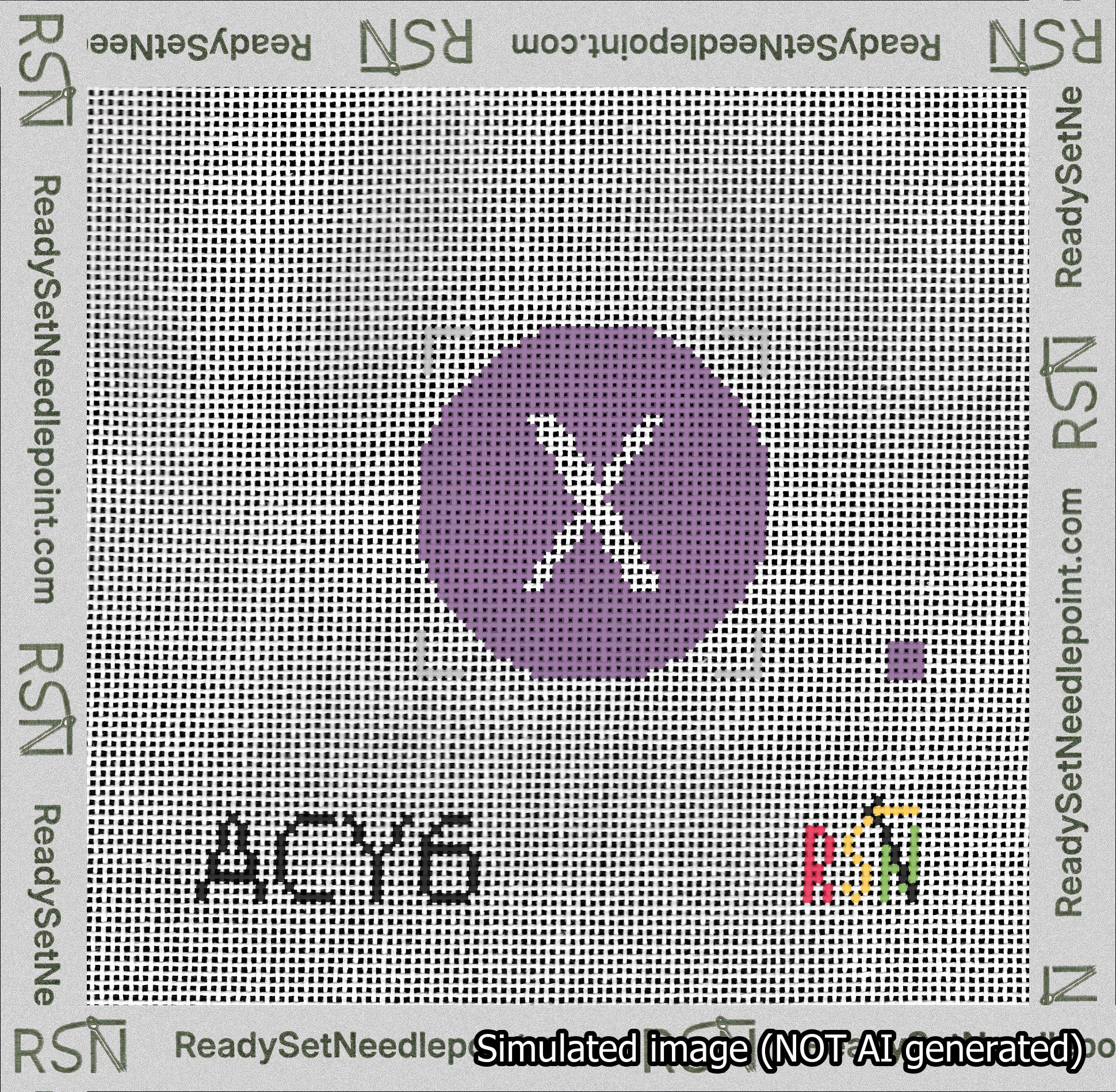 Circle Initial X Needlepoint Canvas Design