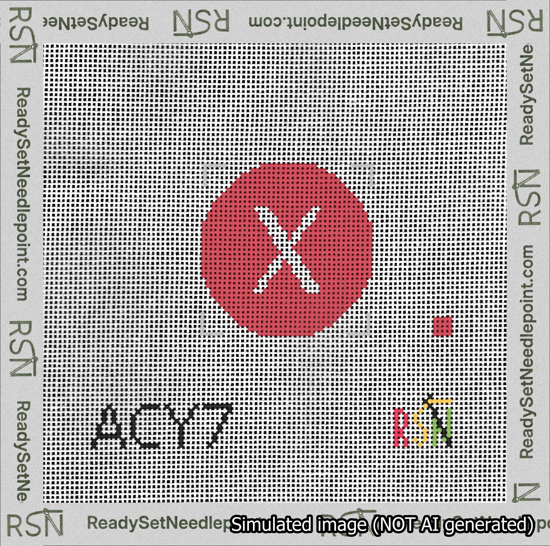 Circle Initial X Needlepoint Canvas Design