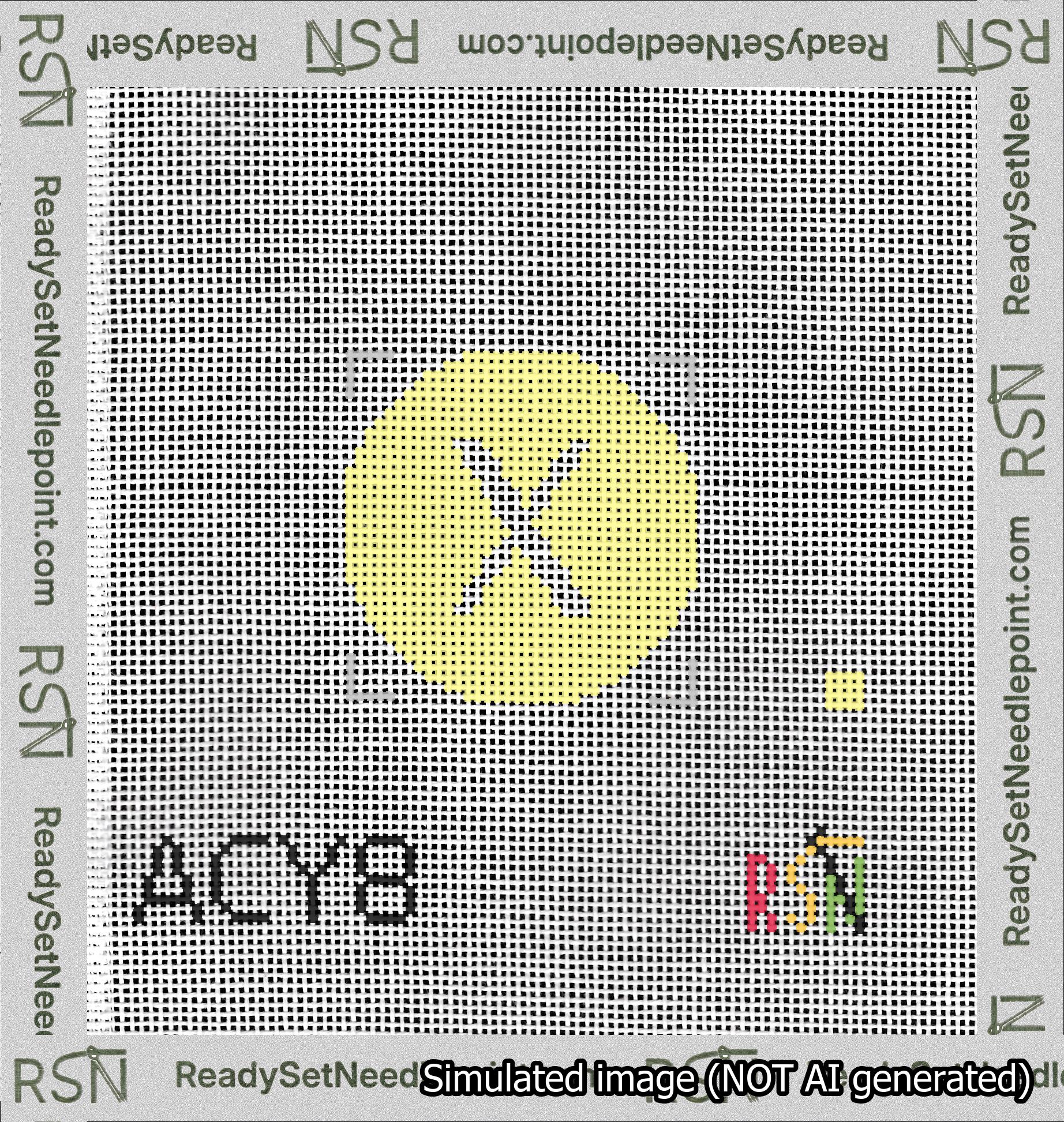 Circle Initial X Needlepoint Canvas Design