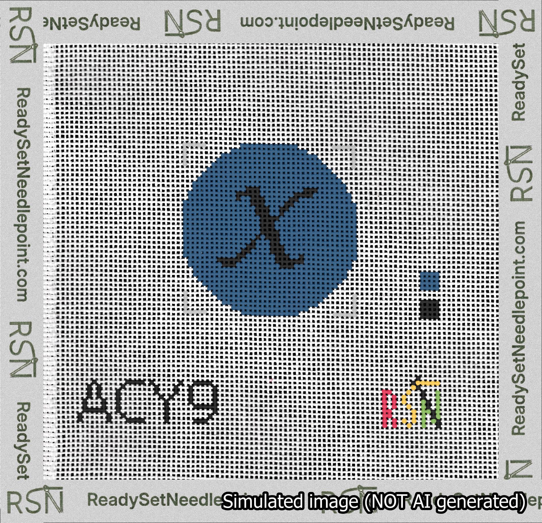 Circle Initial X Needlepoint Canvas Design