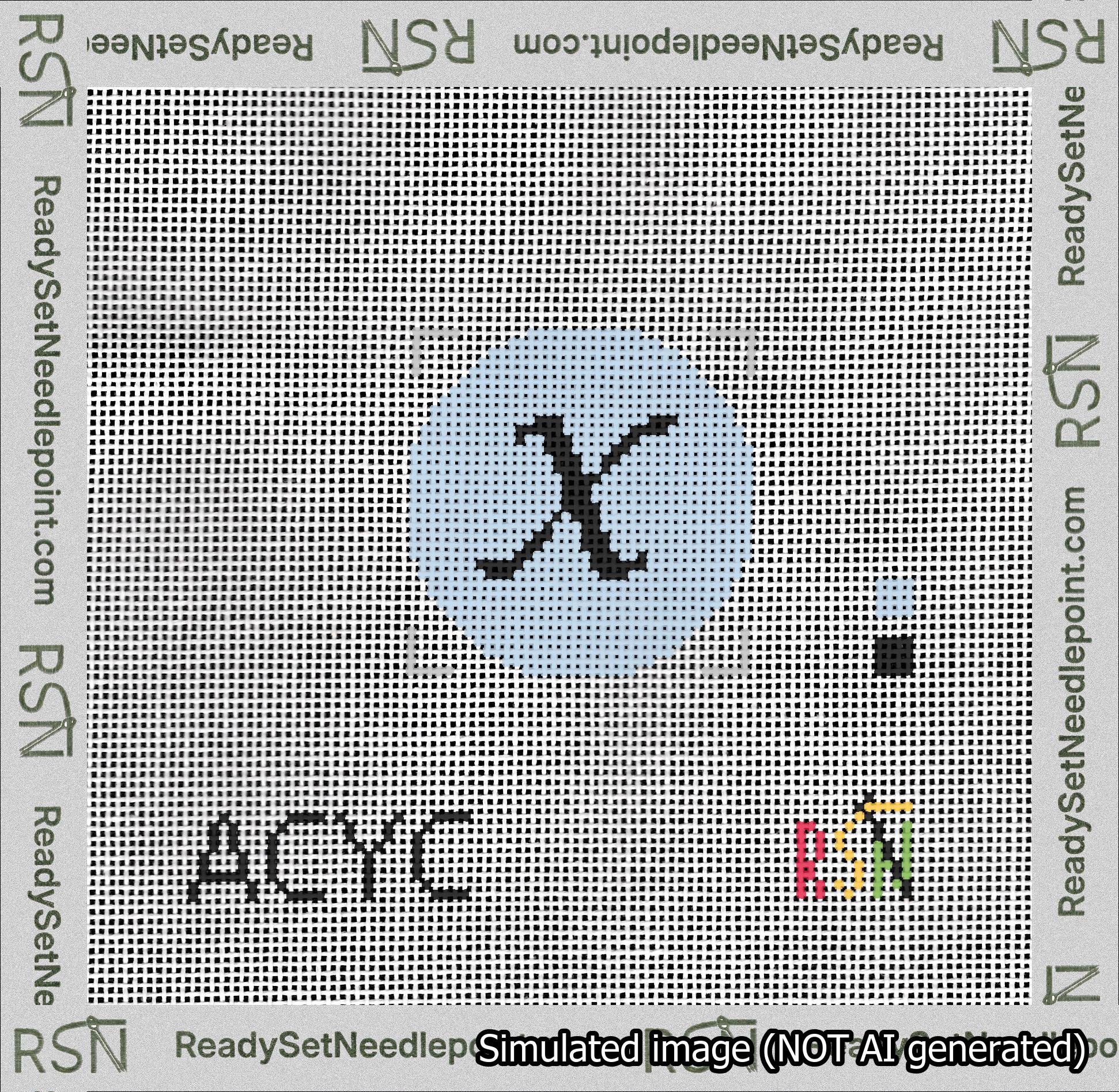 Circle Initial X Needlepoint Canvas Design