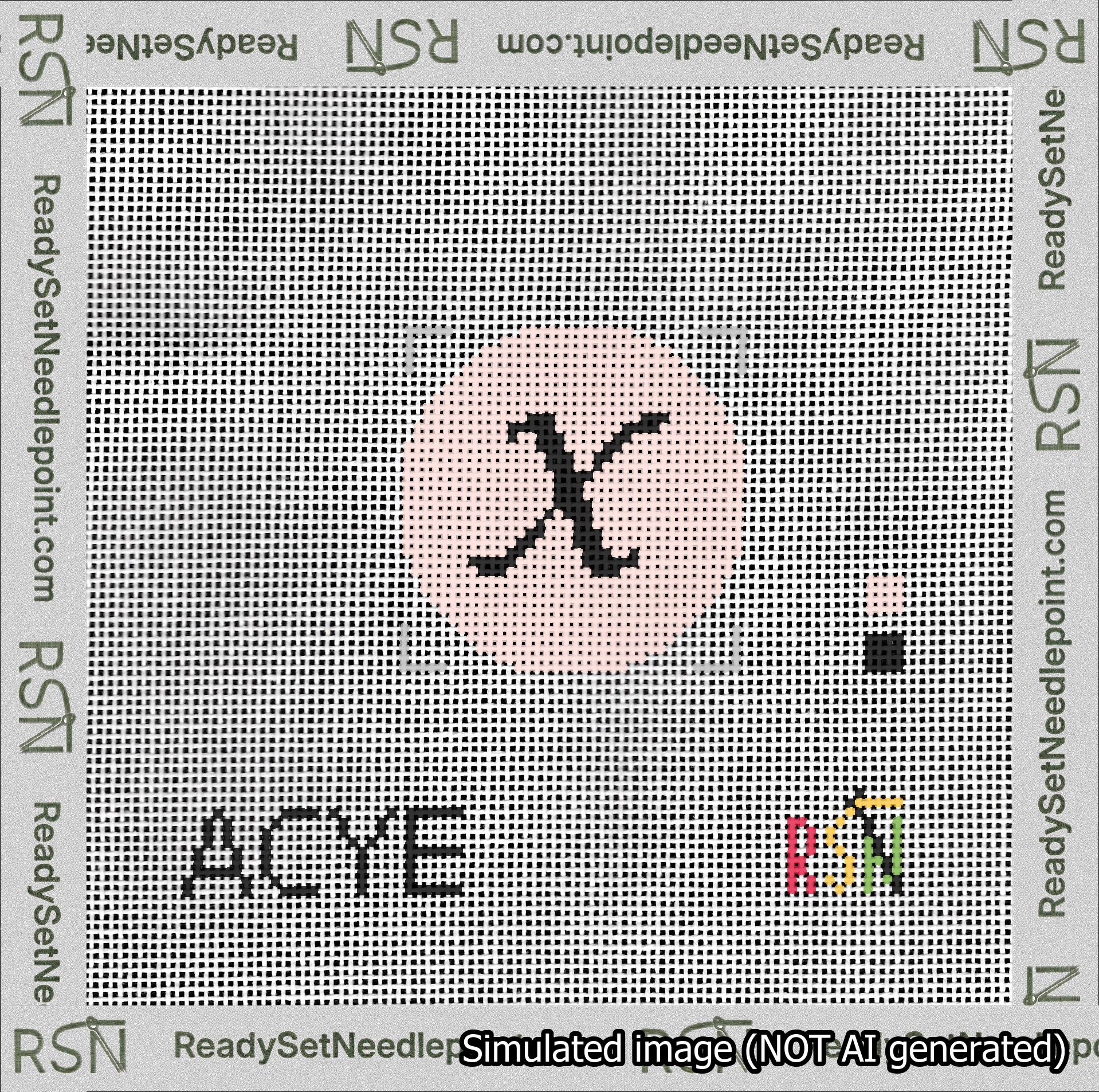 Circle Initial X Needlepoint Canvas Design