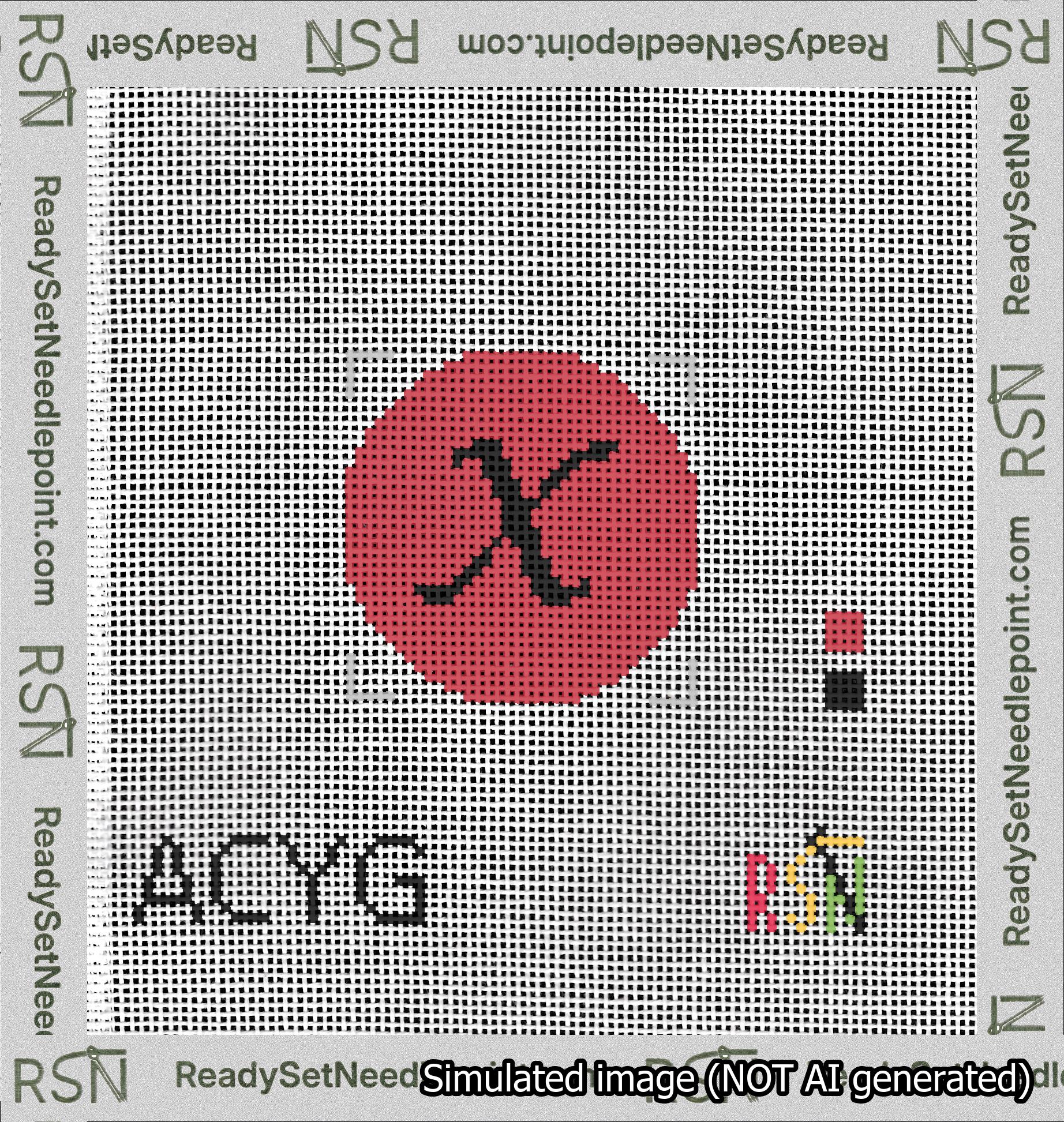 Circle Initial X Needlepoint Canvas Design
