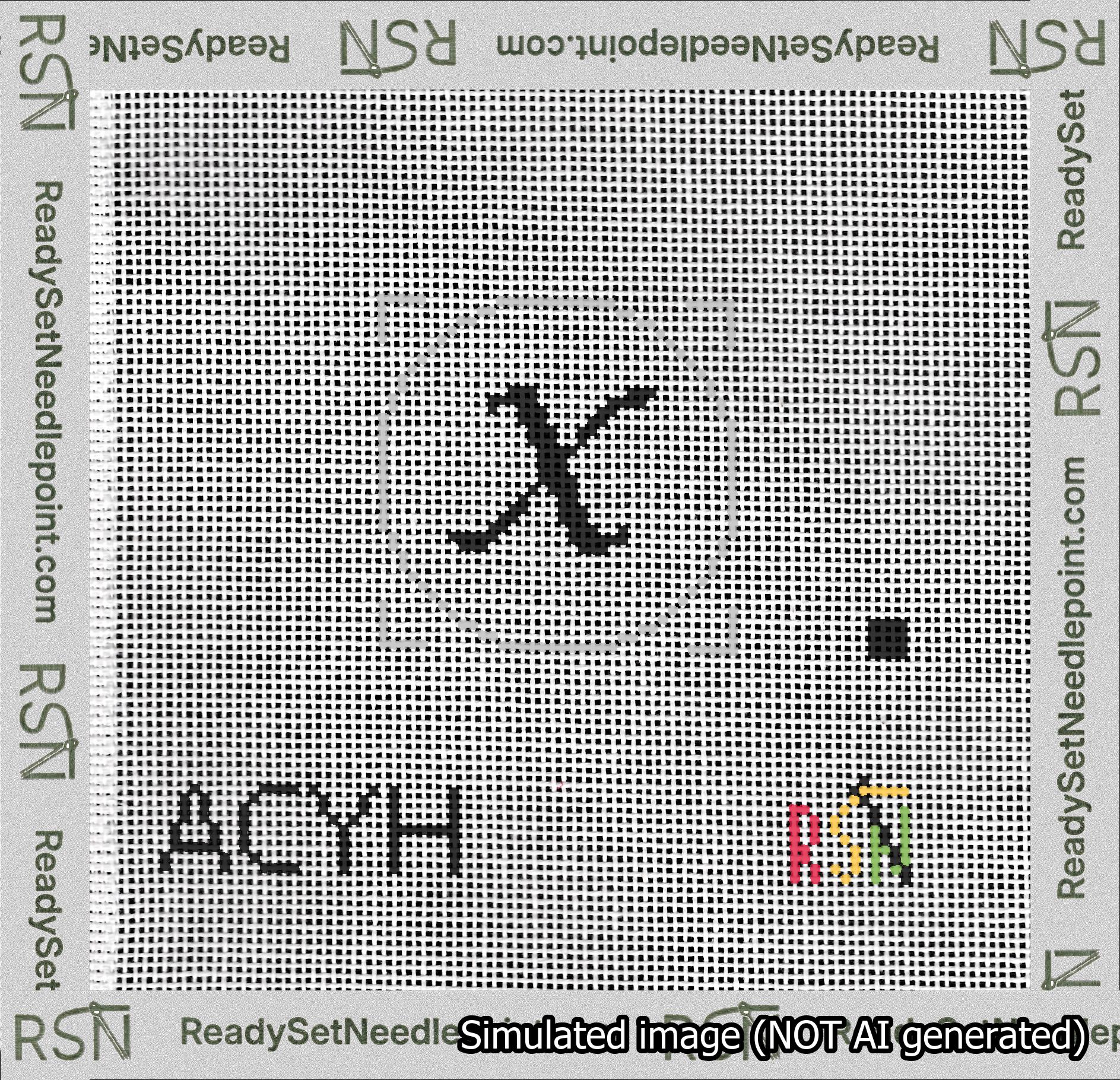 Circle Initial X Needlepoint Canvas Design