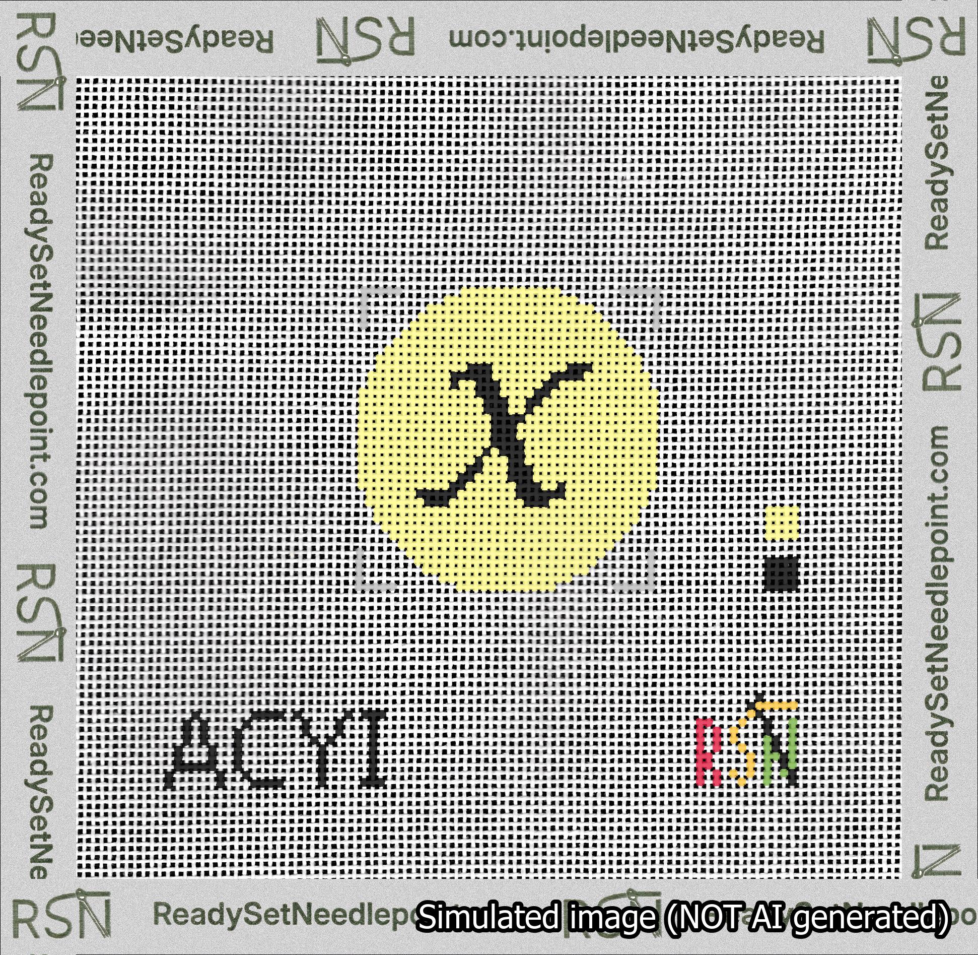 Circle Initial X Needlepoint Canvas Design