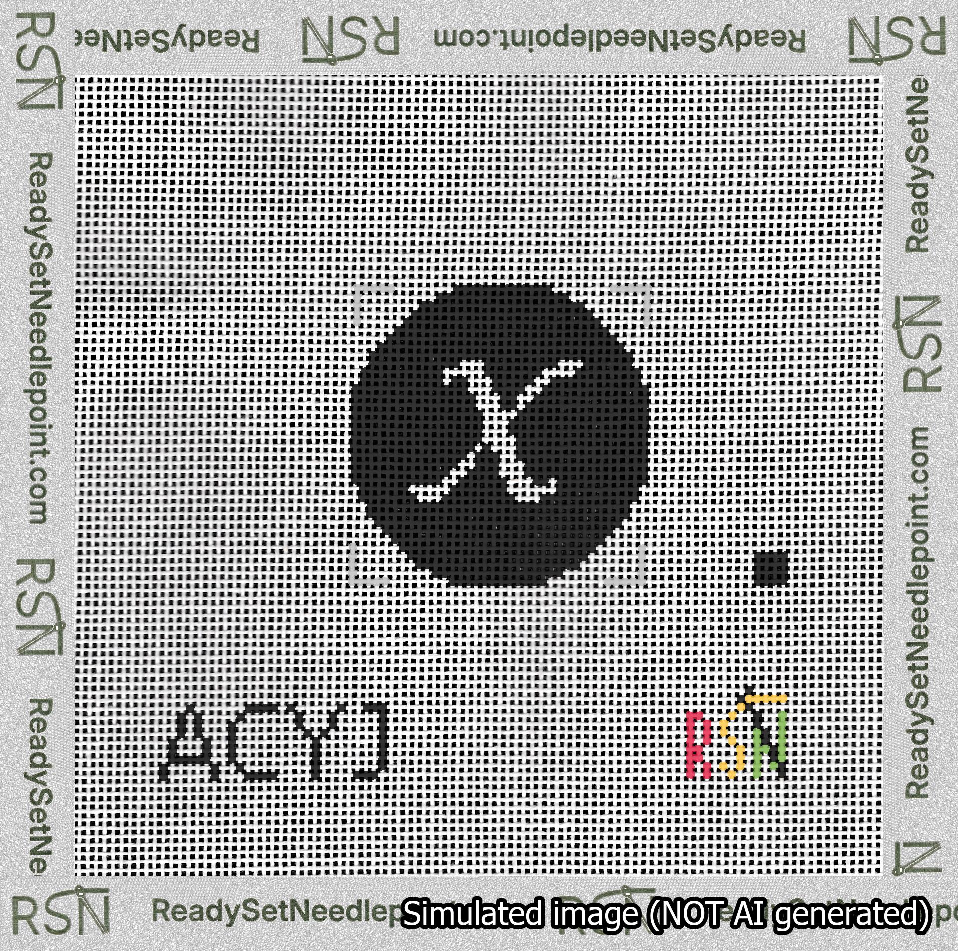 Circle Initial X Needlepoint Canvas Design