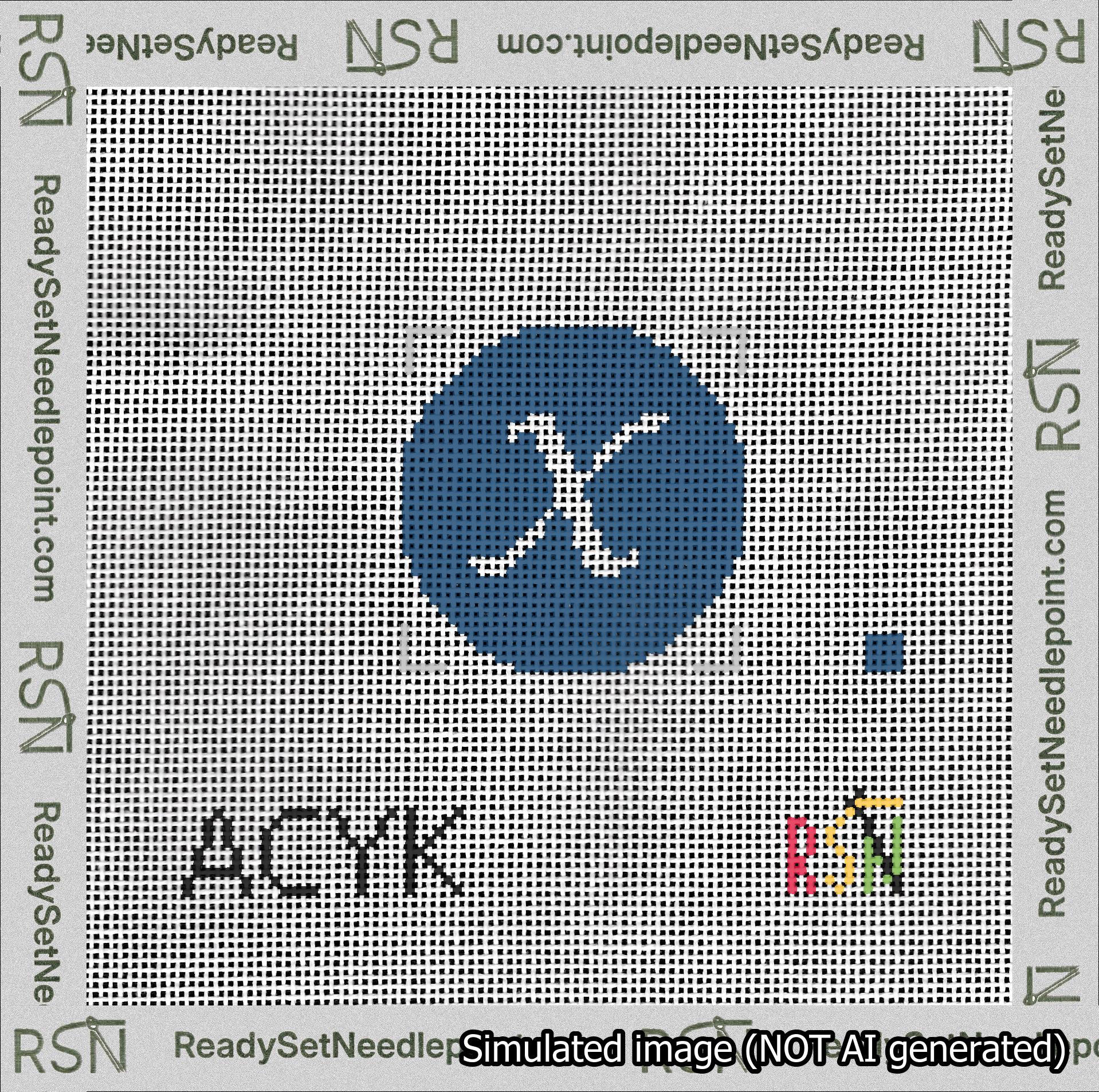 Circle Initial X Needlepoint Canvas Design