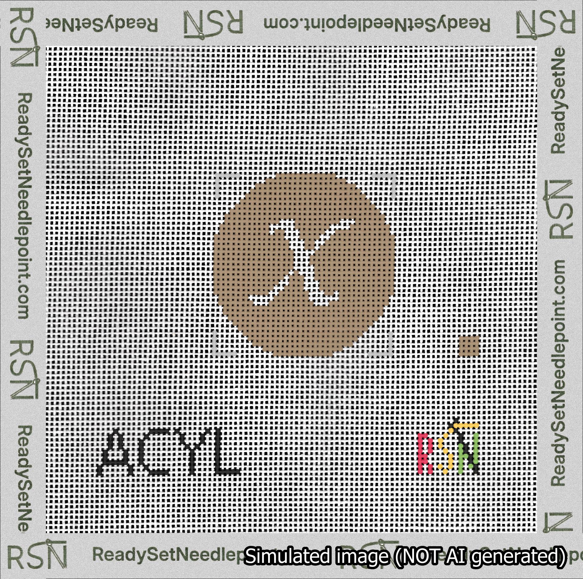 Circle Initial X Needlepoint Canvas Design