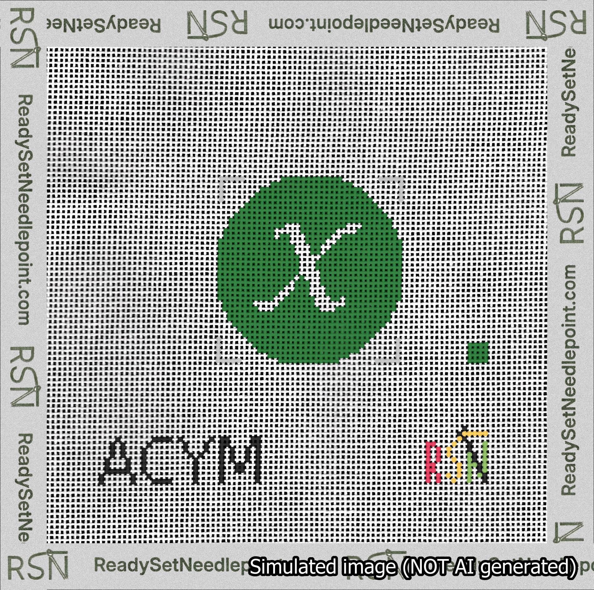 Circle Initial X Needlepoint Canvas Design