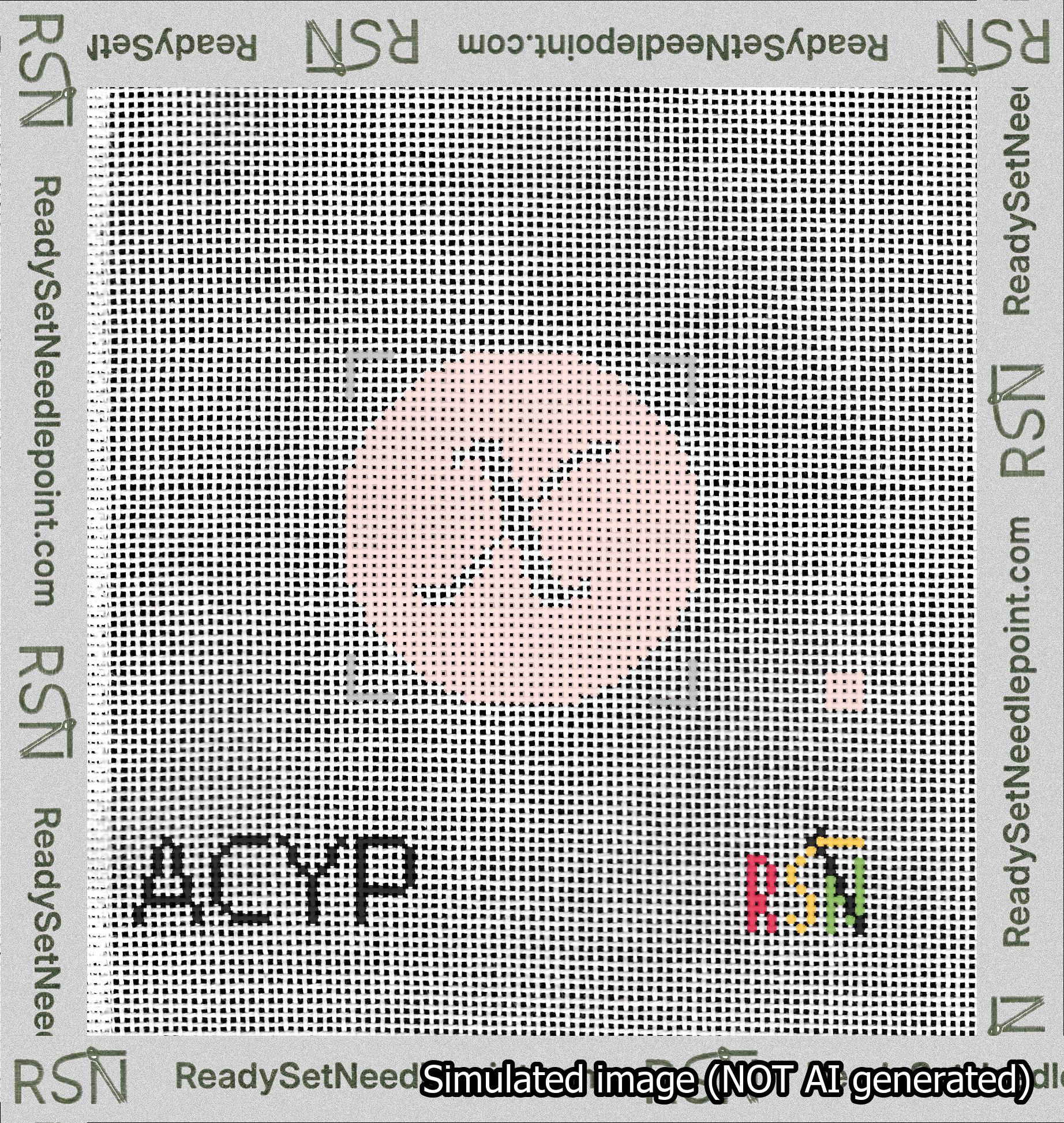 Circle Initial X Needlepoint Canvas Design