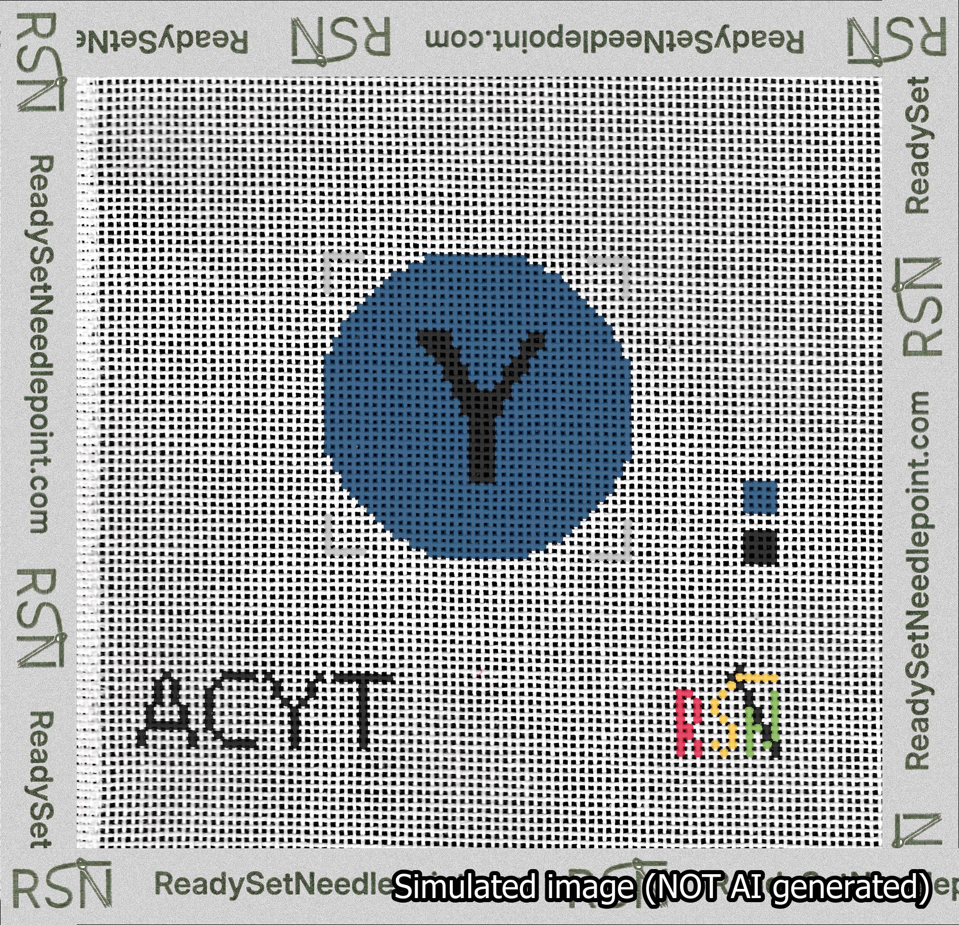 Circle Initial Y Needlepoint Canvas Design