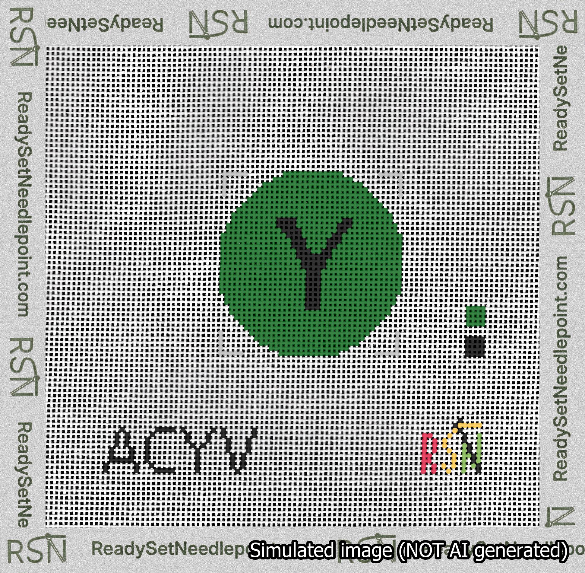 Circle Initial Y Needlepoint Canvas Design