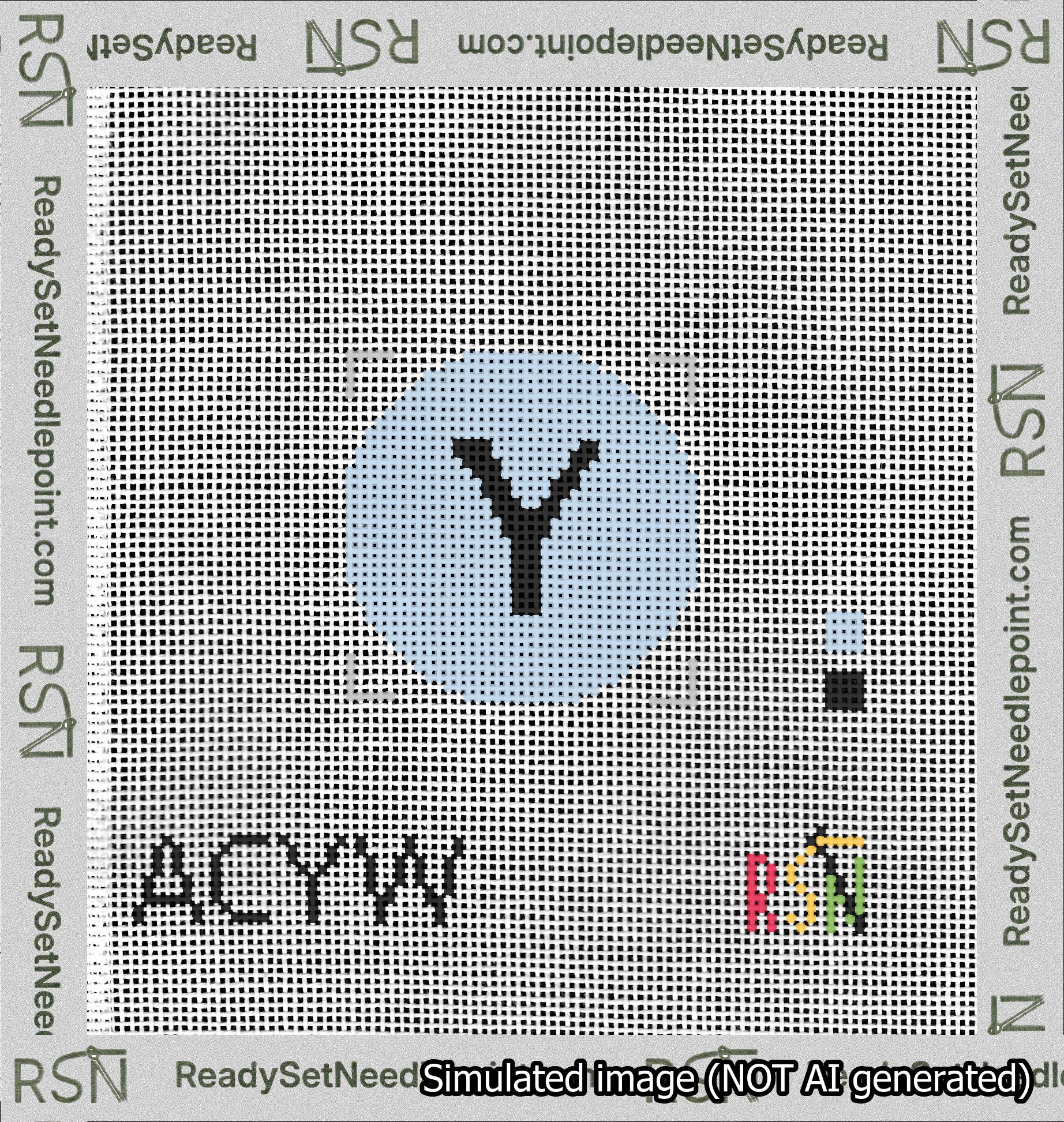 Circle Initial Y Needlepoint Canvas Design