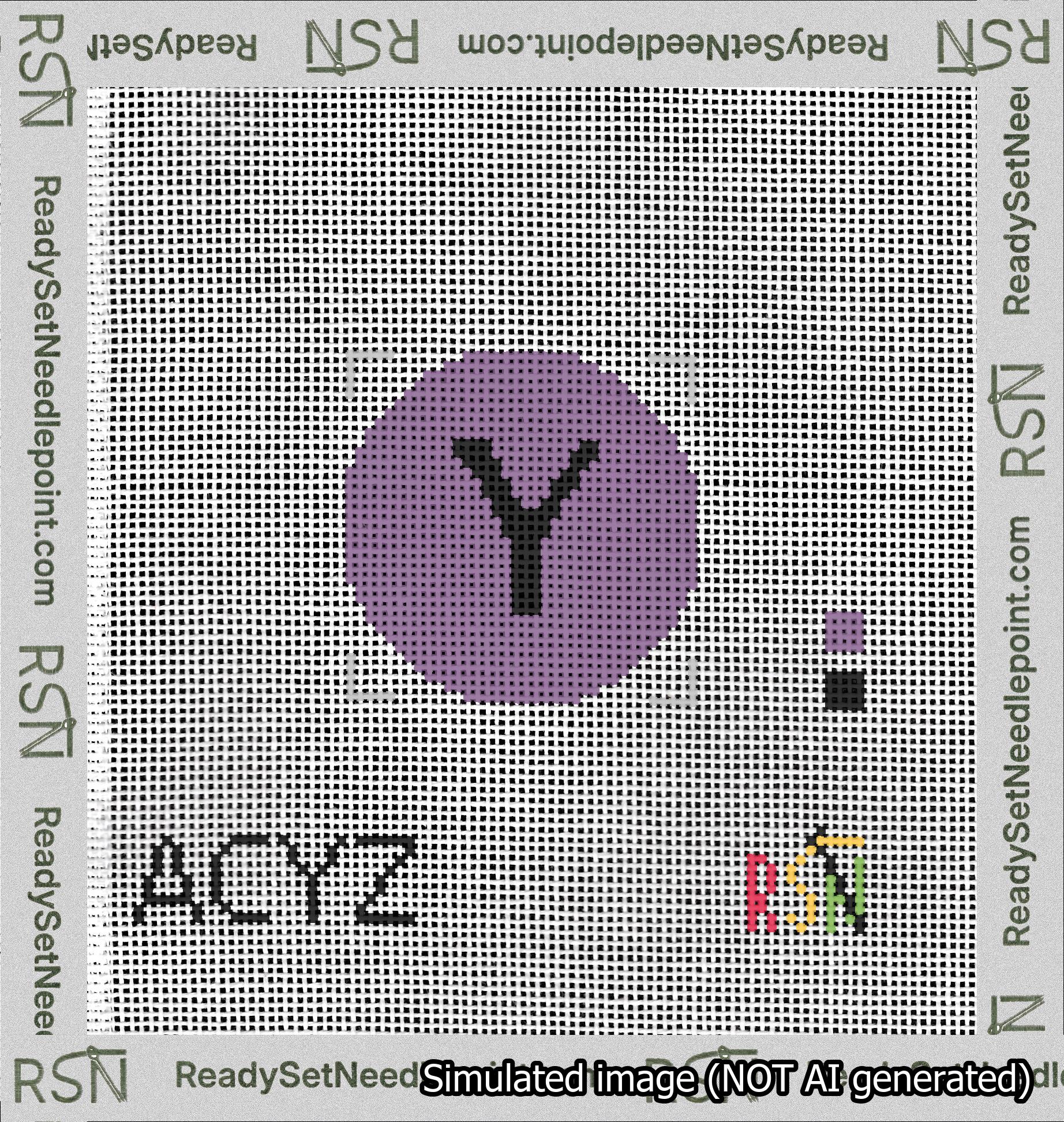 Circle Initial Y Needlepoint Canvas Design