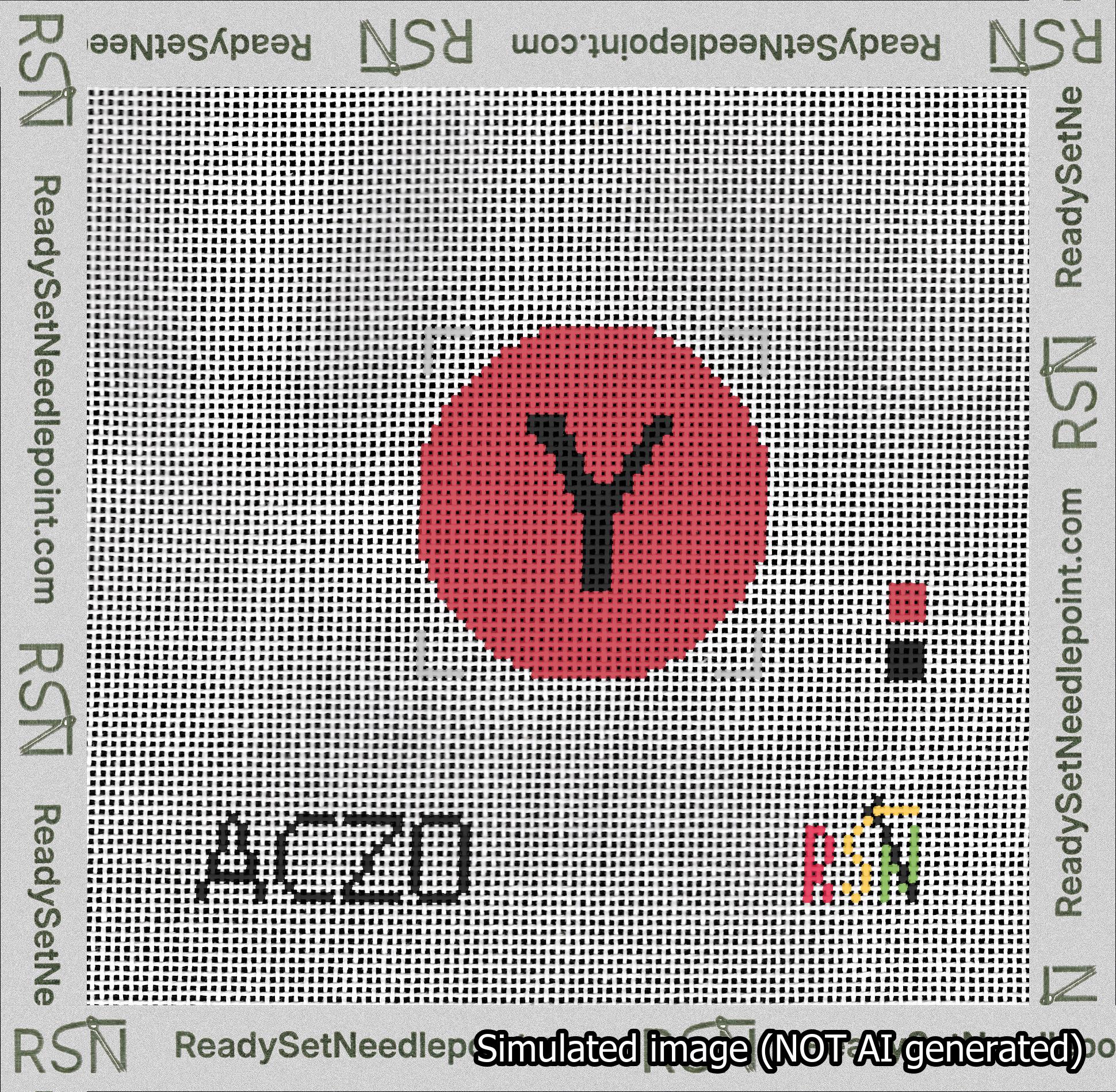 Circle Initial Y Needlepoint Canvas Design