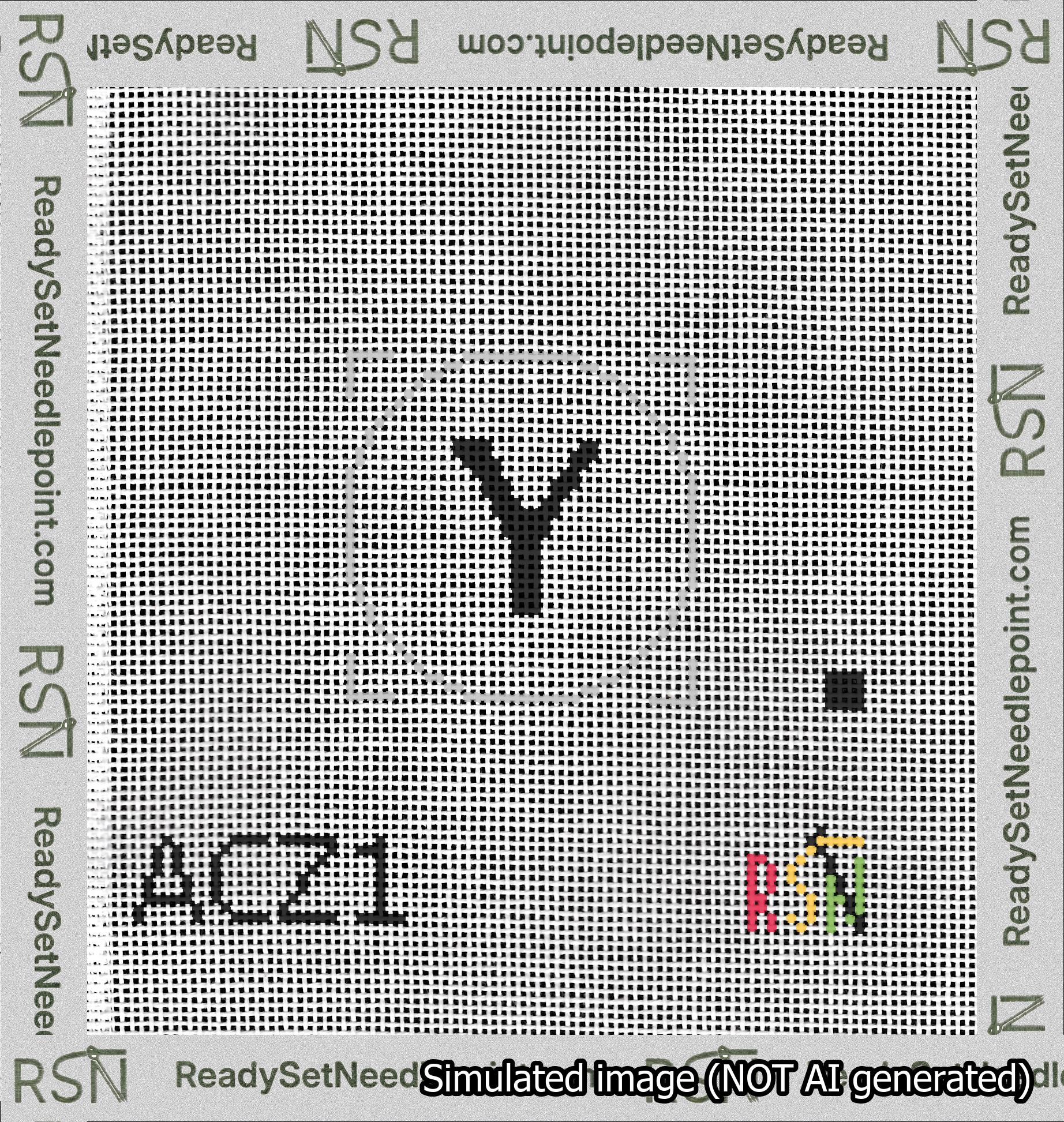 Circle Initial Y Needlepoint Canvas Design