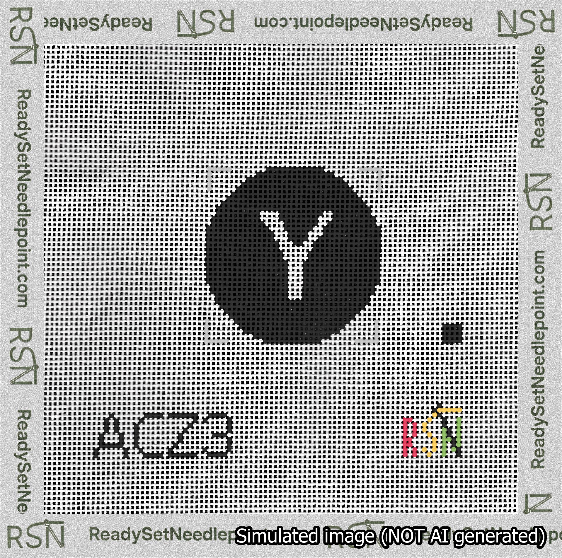 Circle Initial Y Needlepoint Canvas Design