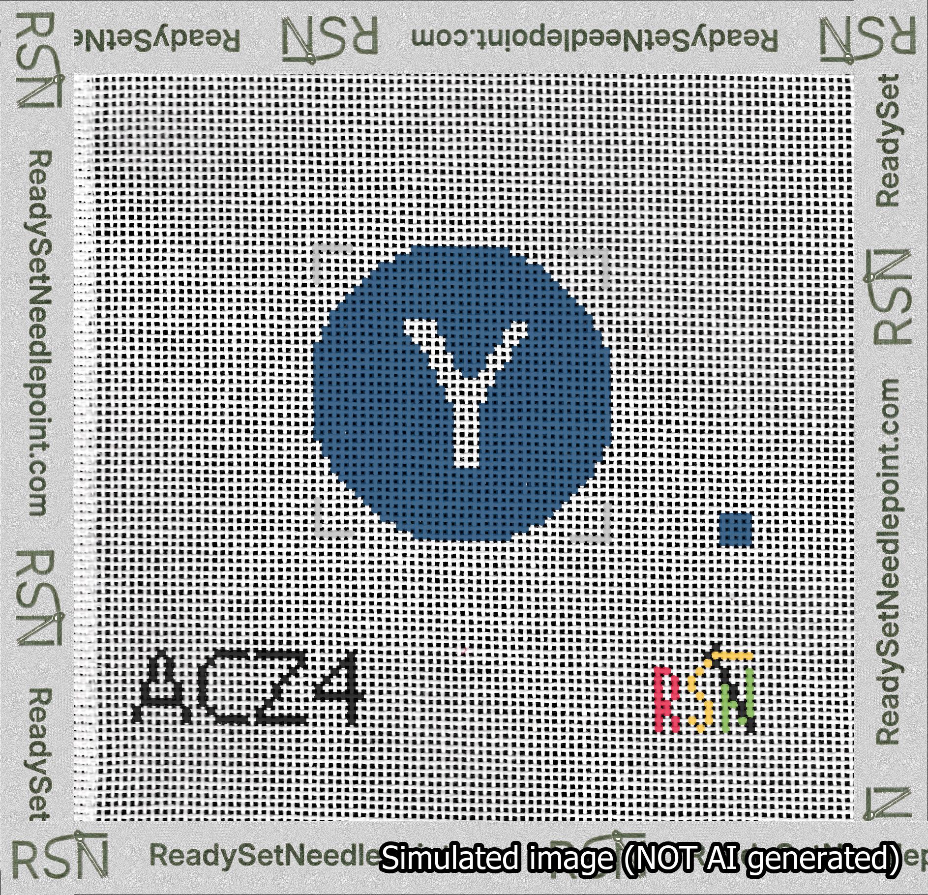 Circle Initial Y Needlepoint Canvas Design