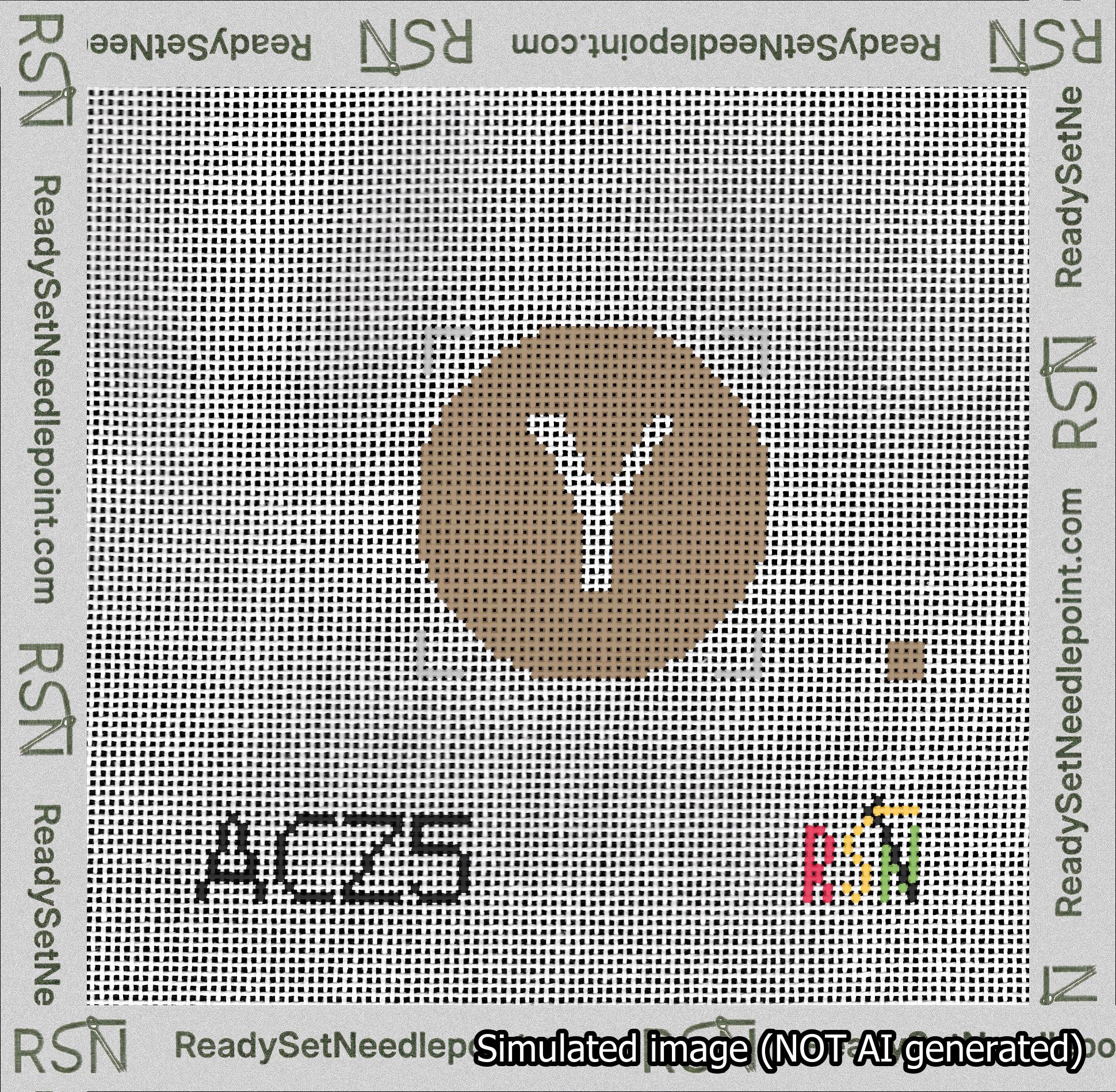 Circle Initial Y Needlepoint Canvas Design