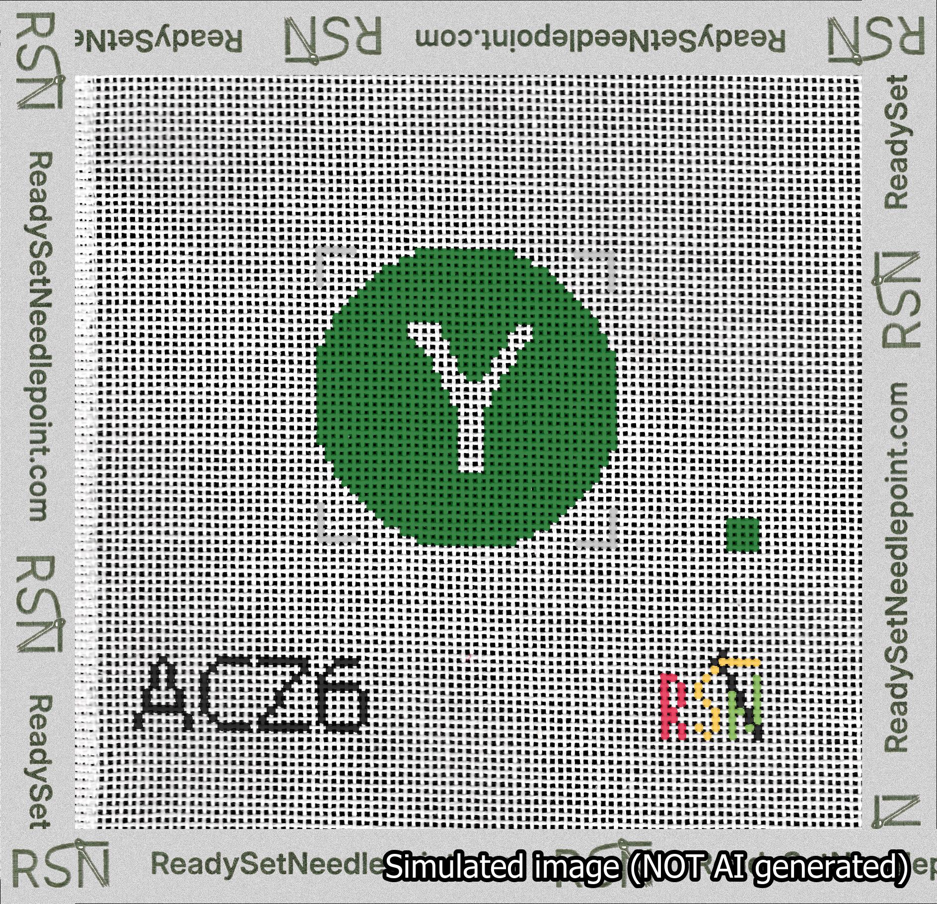 Circle Initial Y Needlepoint Canvas Design