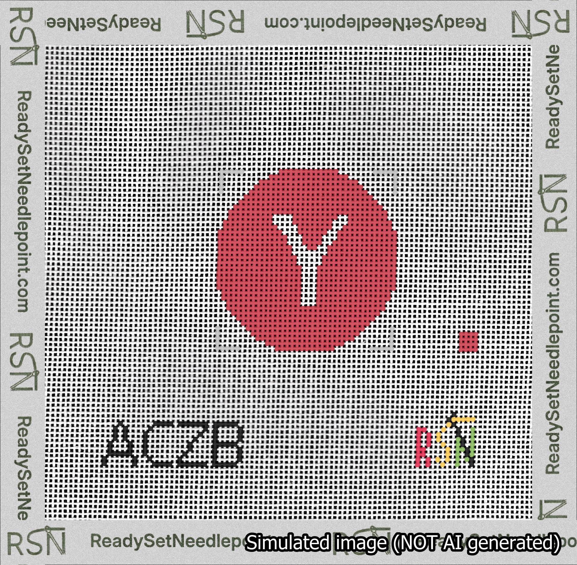 Circle Initial Y Needlepoint Canvas Design