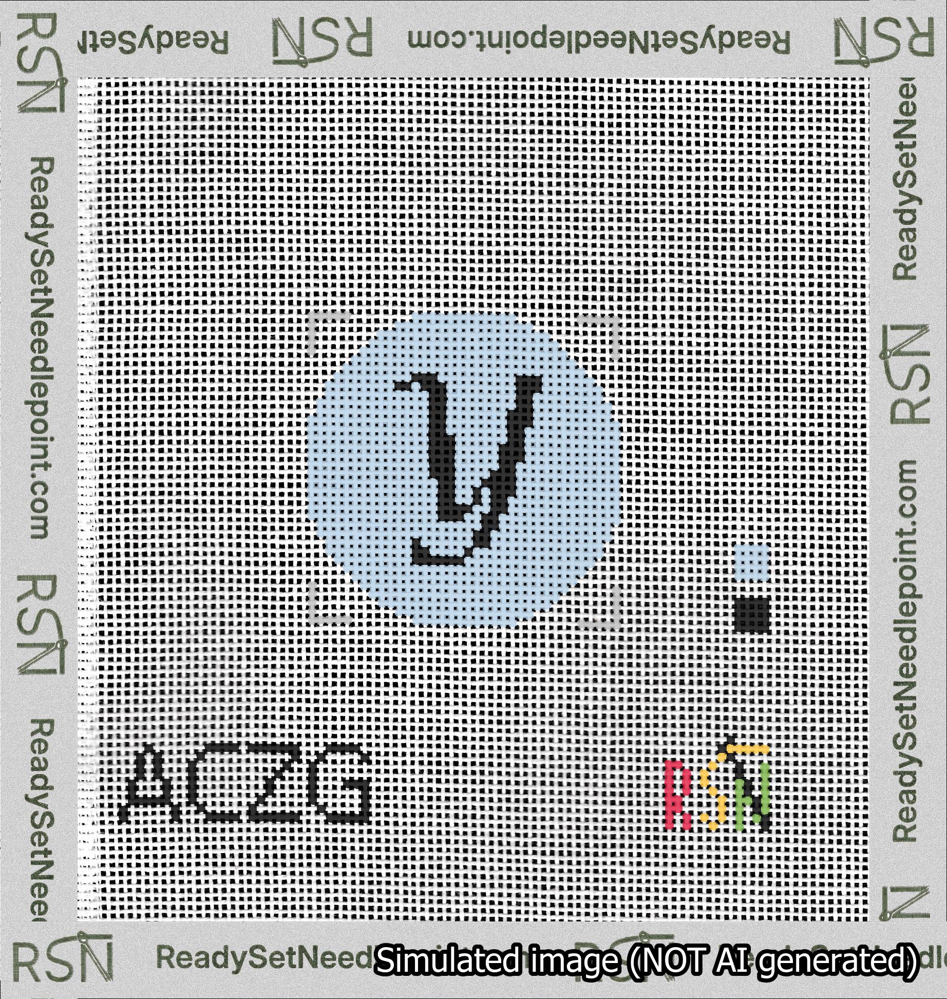 Circle Initial Y Needlepoint Canvas Design