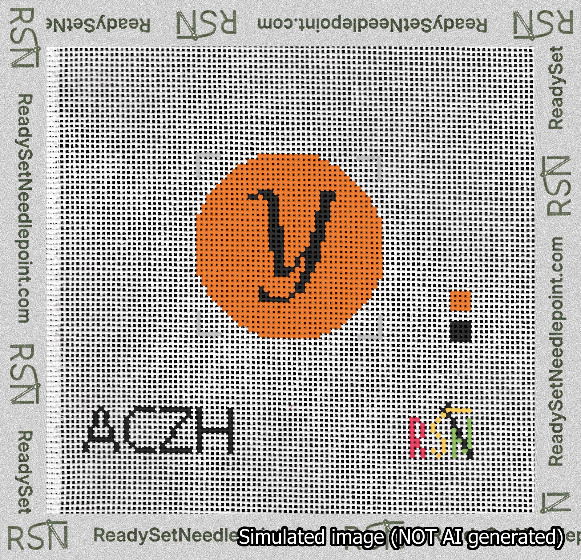 Circle Initial Y Needlepoint Canvas Design