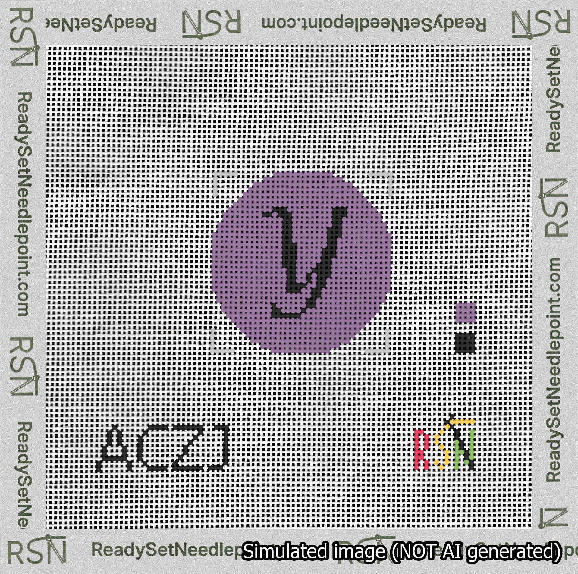 Circle Initial Y Needlepoint Canvas Design