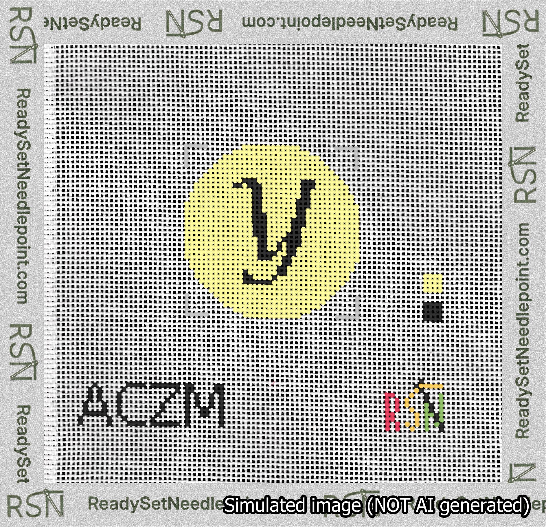 Circle Initial Y Needlepoint Canvas Design