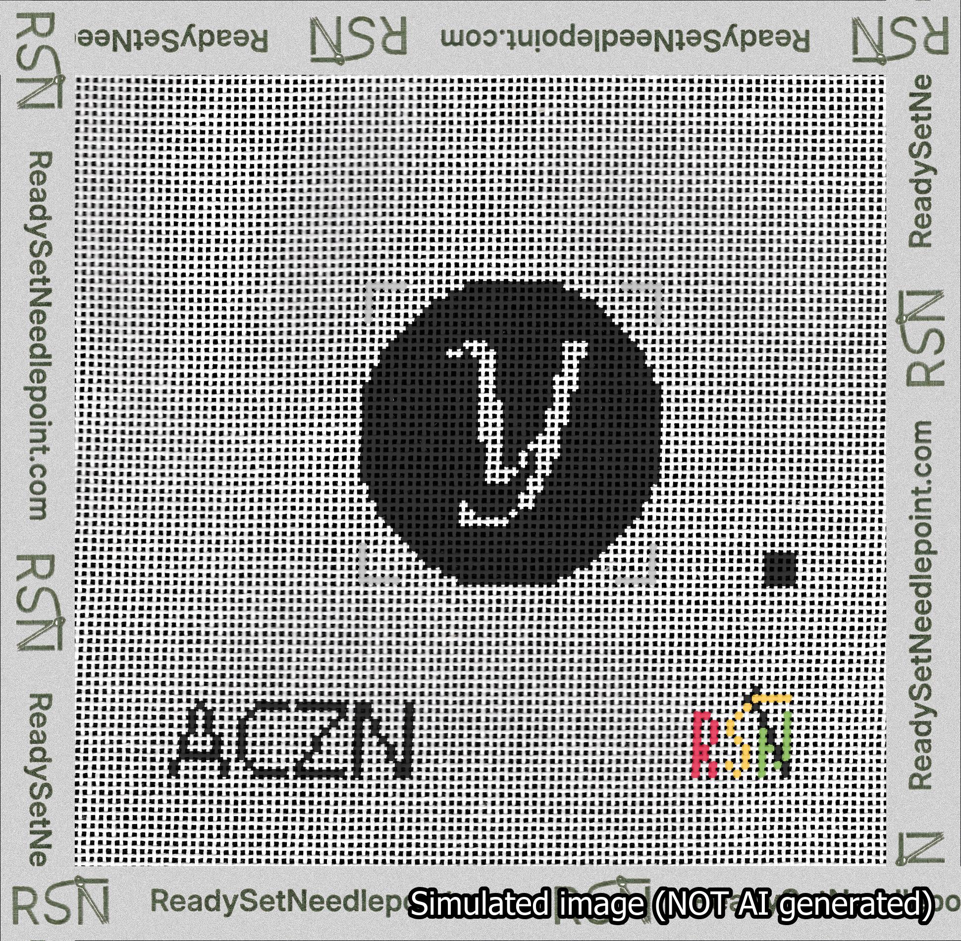 Circle Initial Y Needlepoint Canvas Design